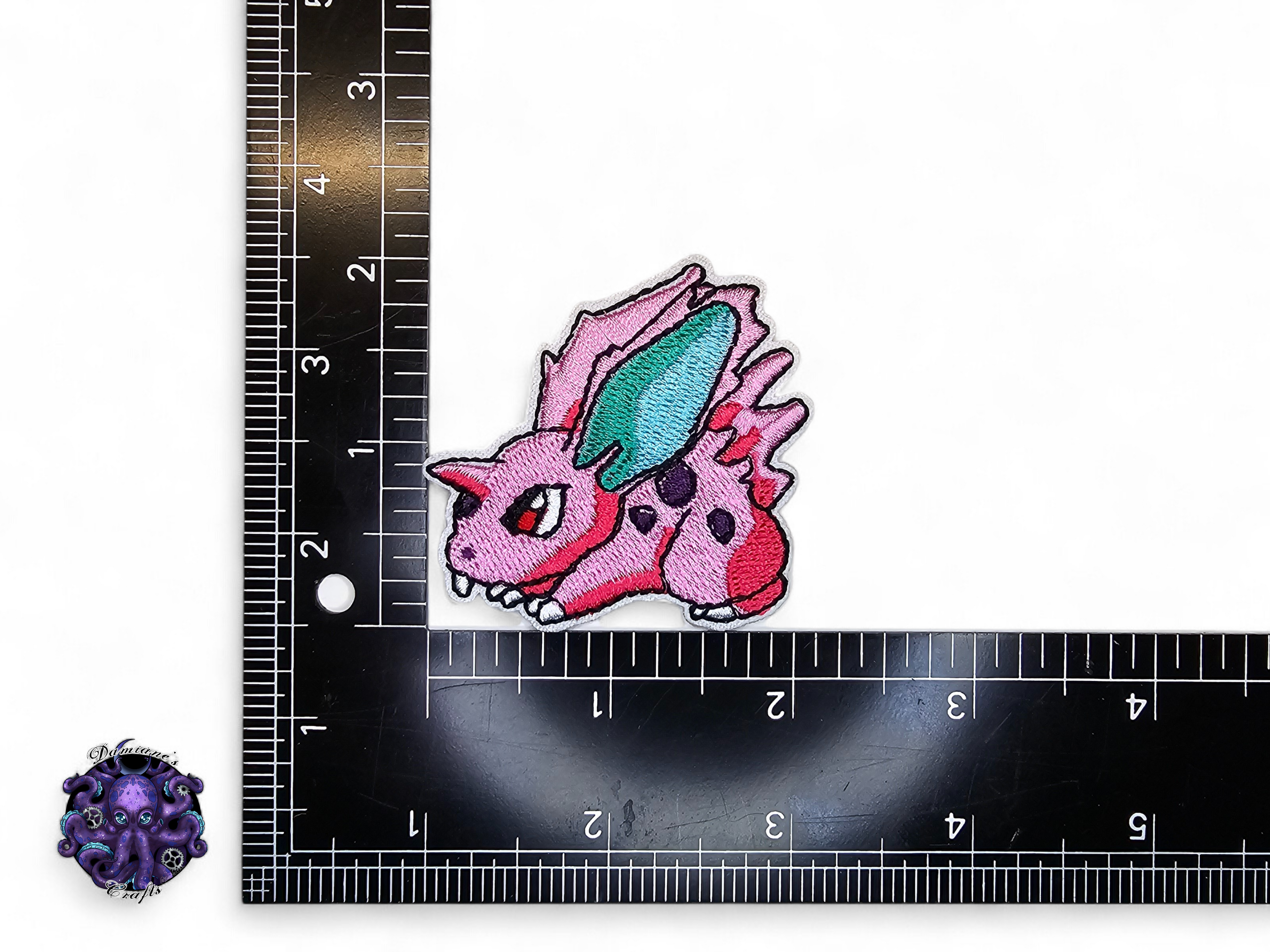Embroided Patch, Iron on, Glue, Craft supply, Embroidery, Monster, video game, pink, fairy