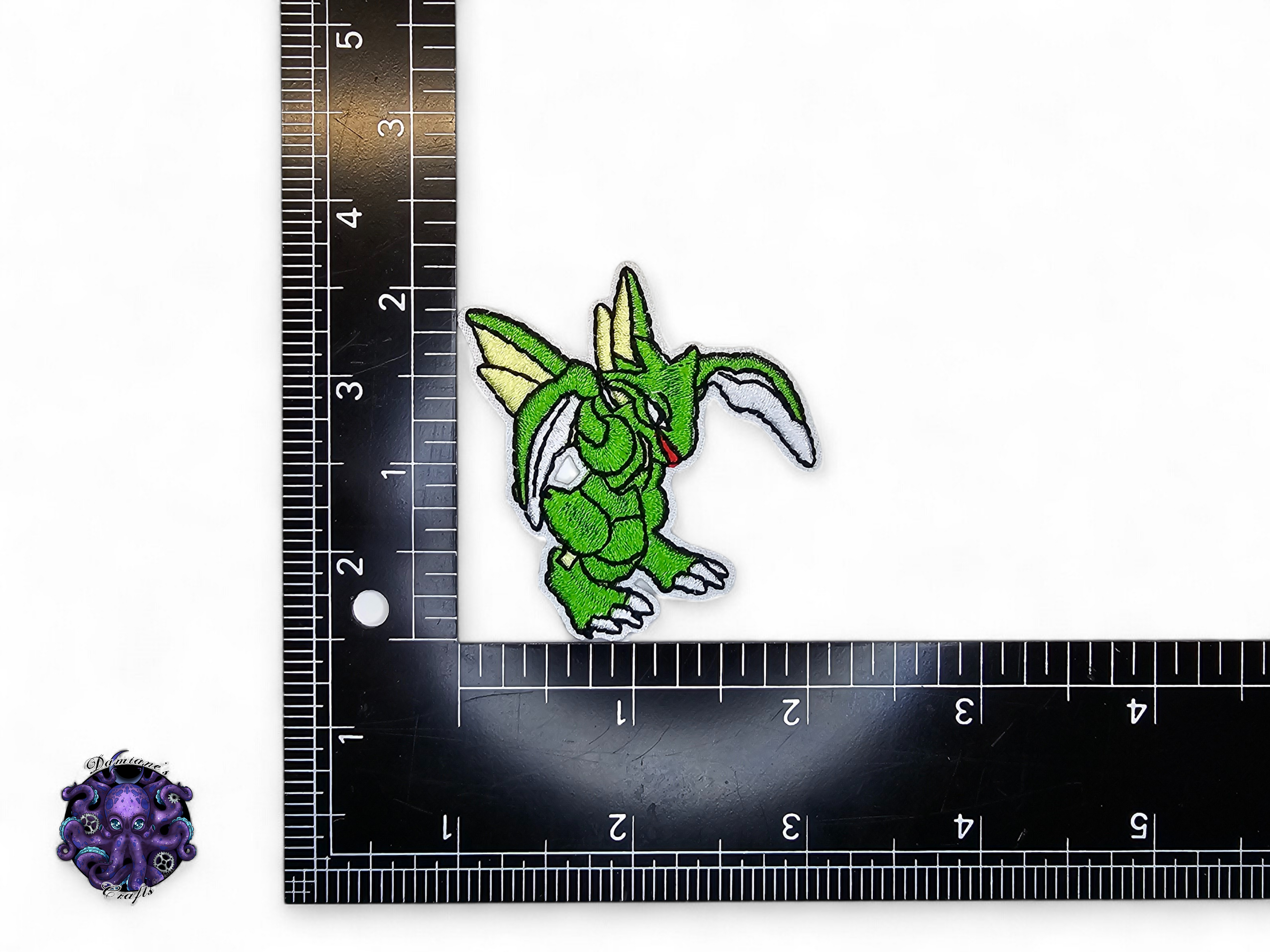 Embroided Patch, Iron on, Glue, Craft supply, Embroidery, Monster, video game, white, green, bug, bird, butterfly