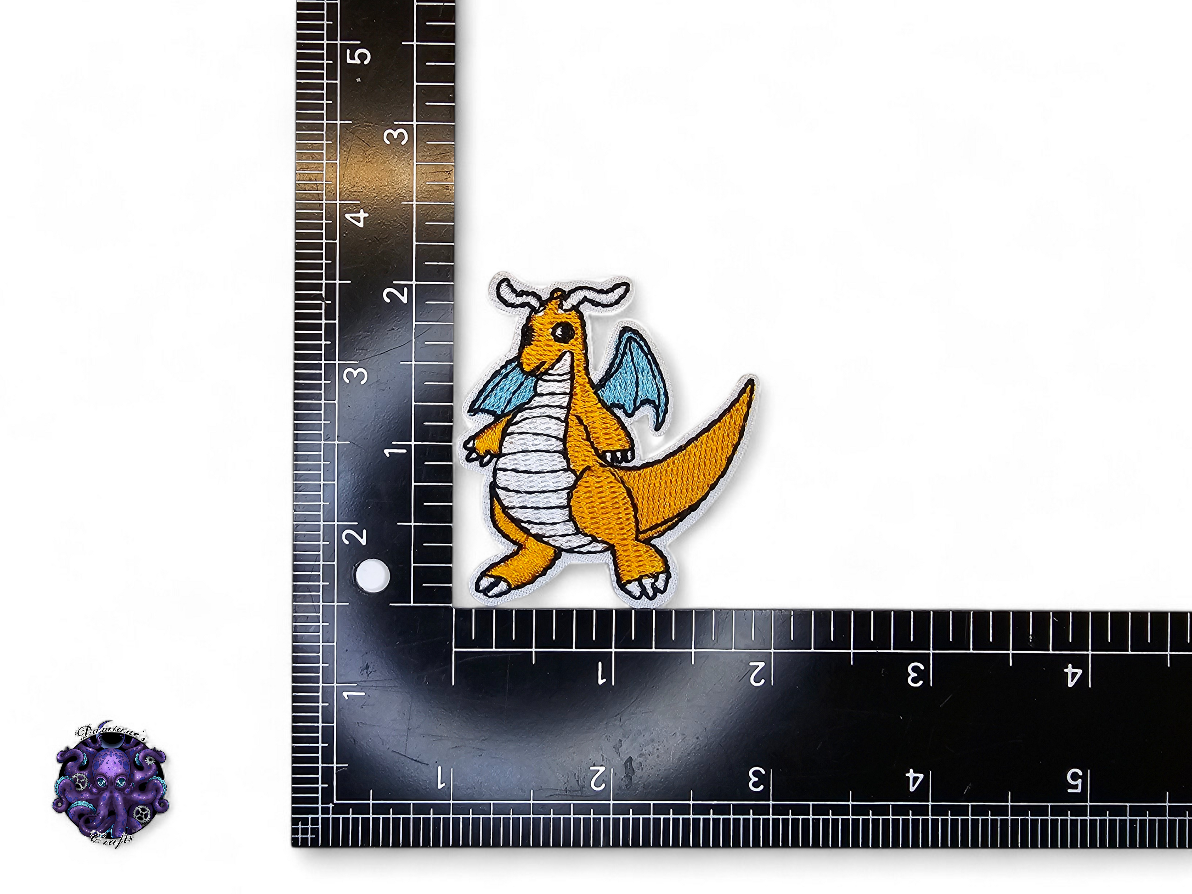Embroided Patch, Iron on, Glue, Craft supply, Embroidery, Monster, video game, Orange, pink, dog, dragon, fire, bird