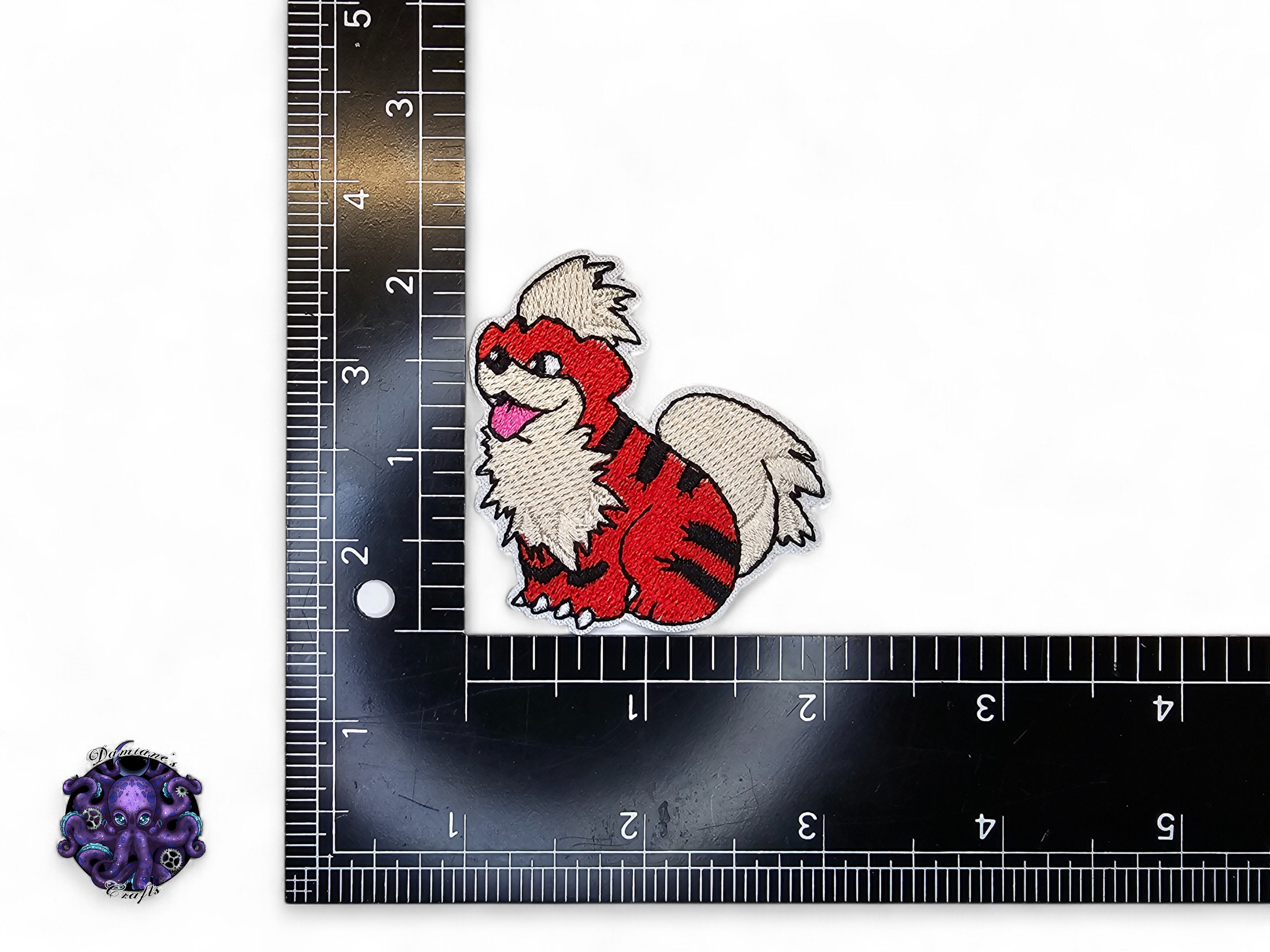 Embroided Patch, Iron on, Glue, Craft supply, Embroidery, Monster, video game, Orange, pink, dog, dragon, fire, bird
