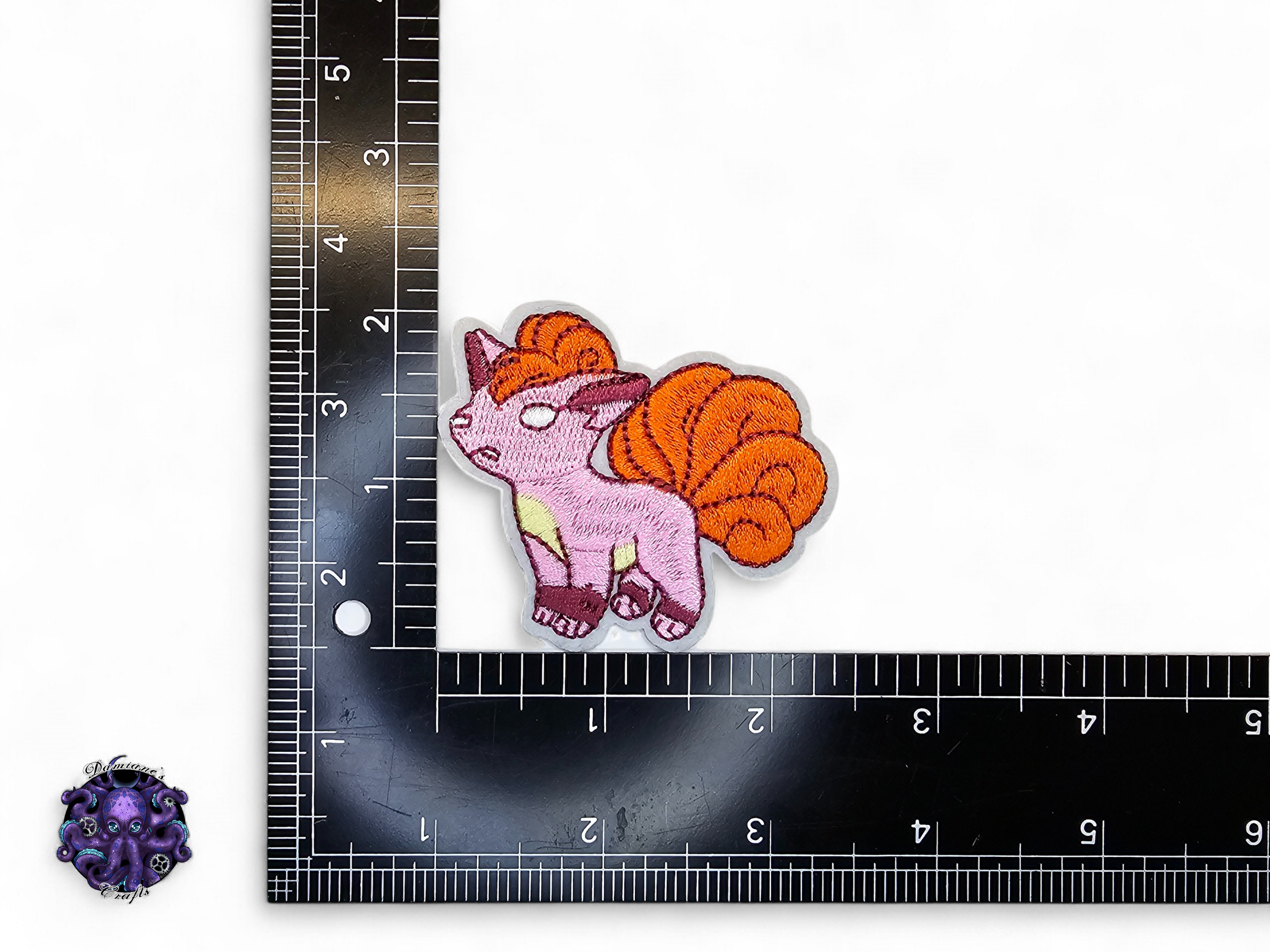 Embroided Patch, Iron on, Glue, Craft supply, Embroidery, Monster, video game, Orange, pink, dog, dragon, fire, bird