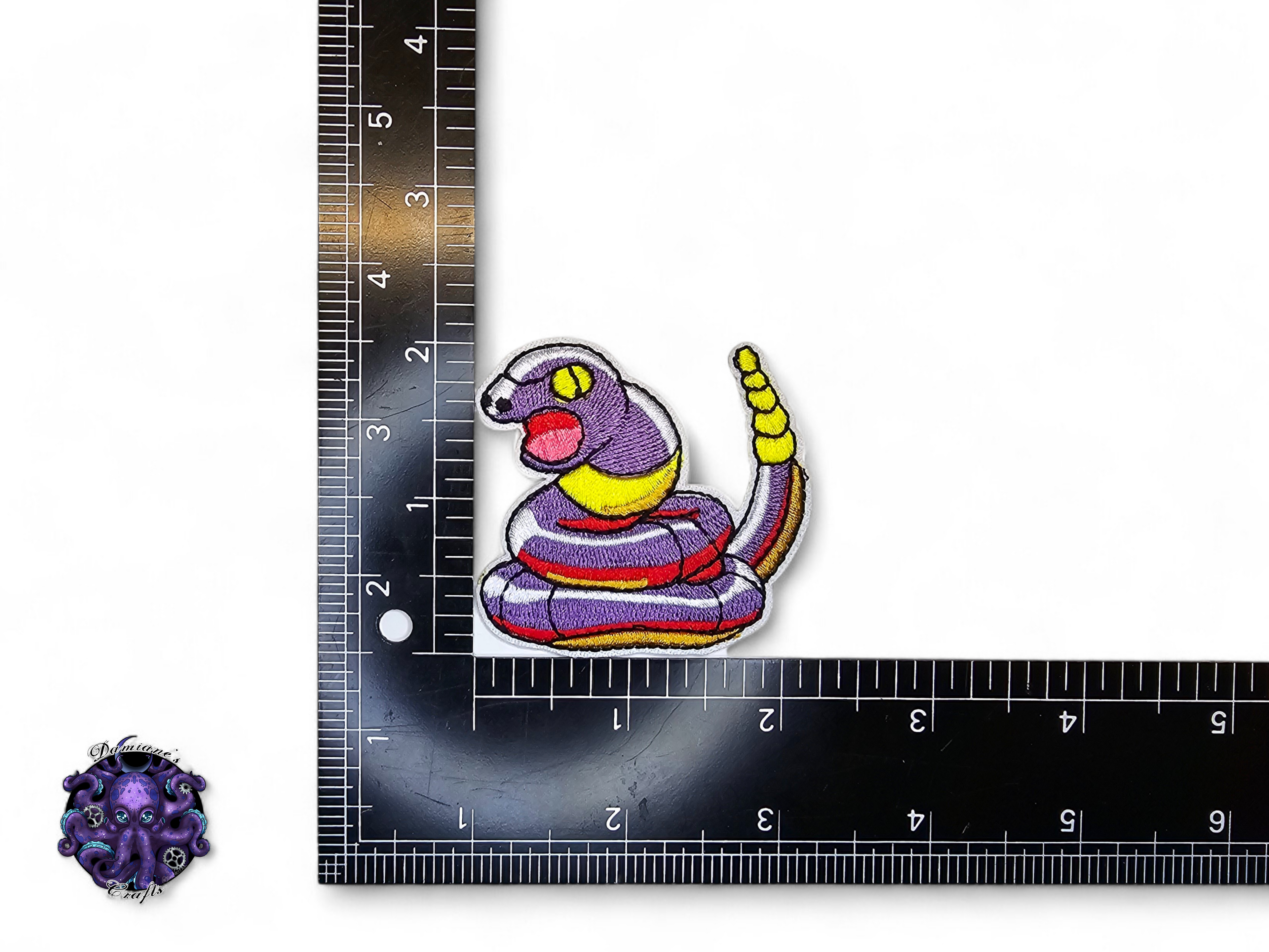 Embroided Patch, Iron on, Glue, Craft supply, Embroidery, Monster, video game, creature, purple, snake, ghost, oyster