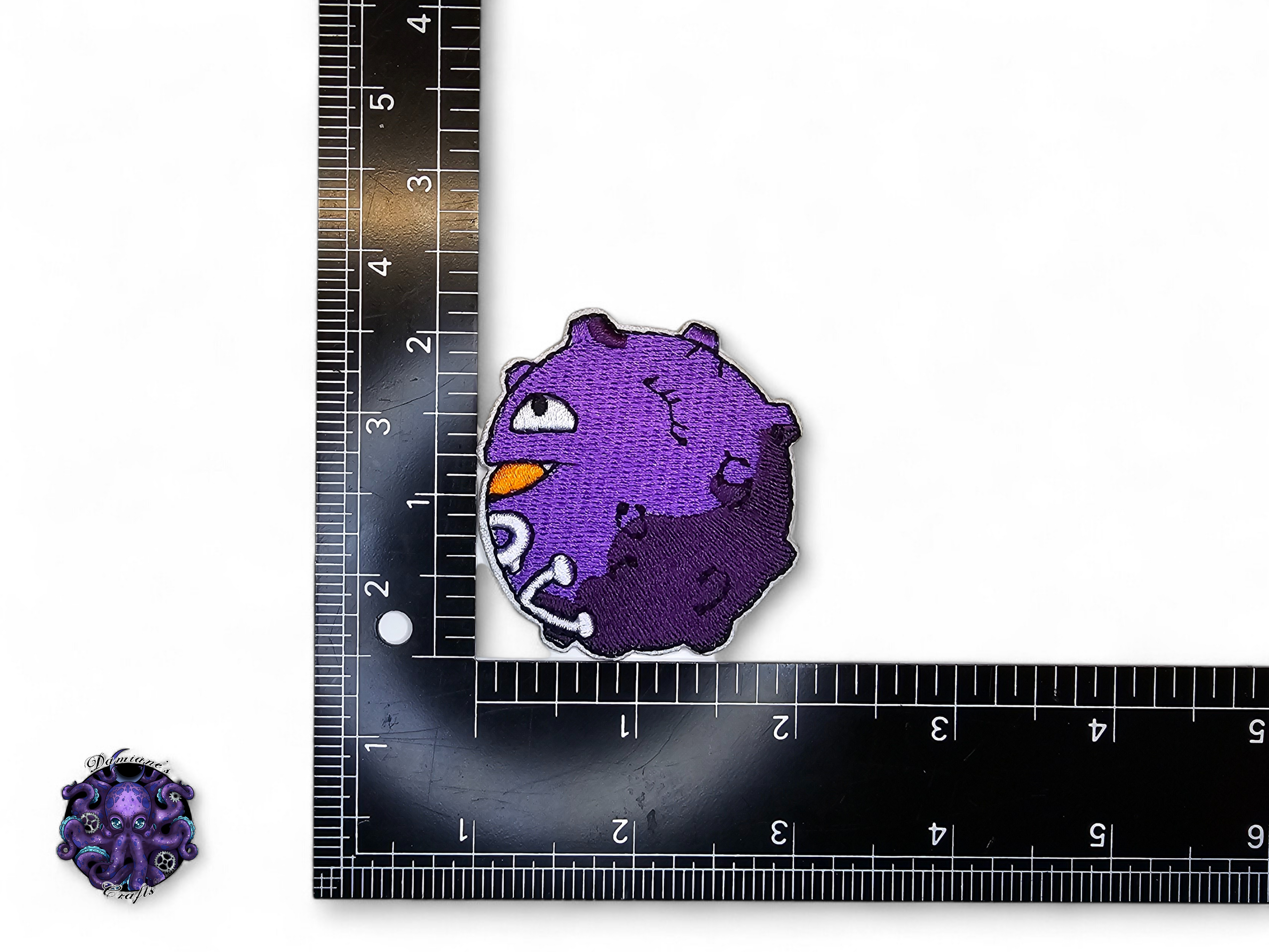 Embroided Patch, Iron on, Glue, Craft supply, Embroidery, Monster, video game, creature, purple, snake, ghost, oyster