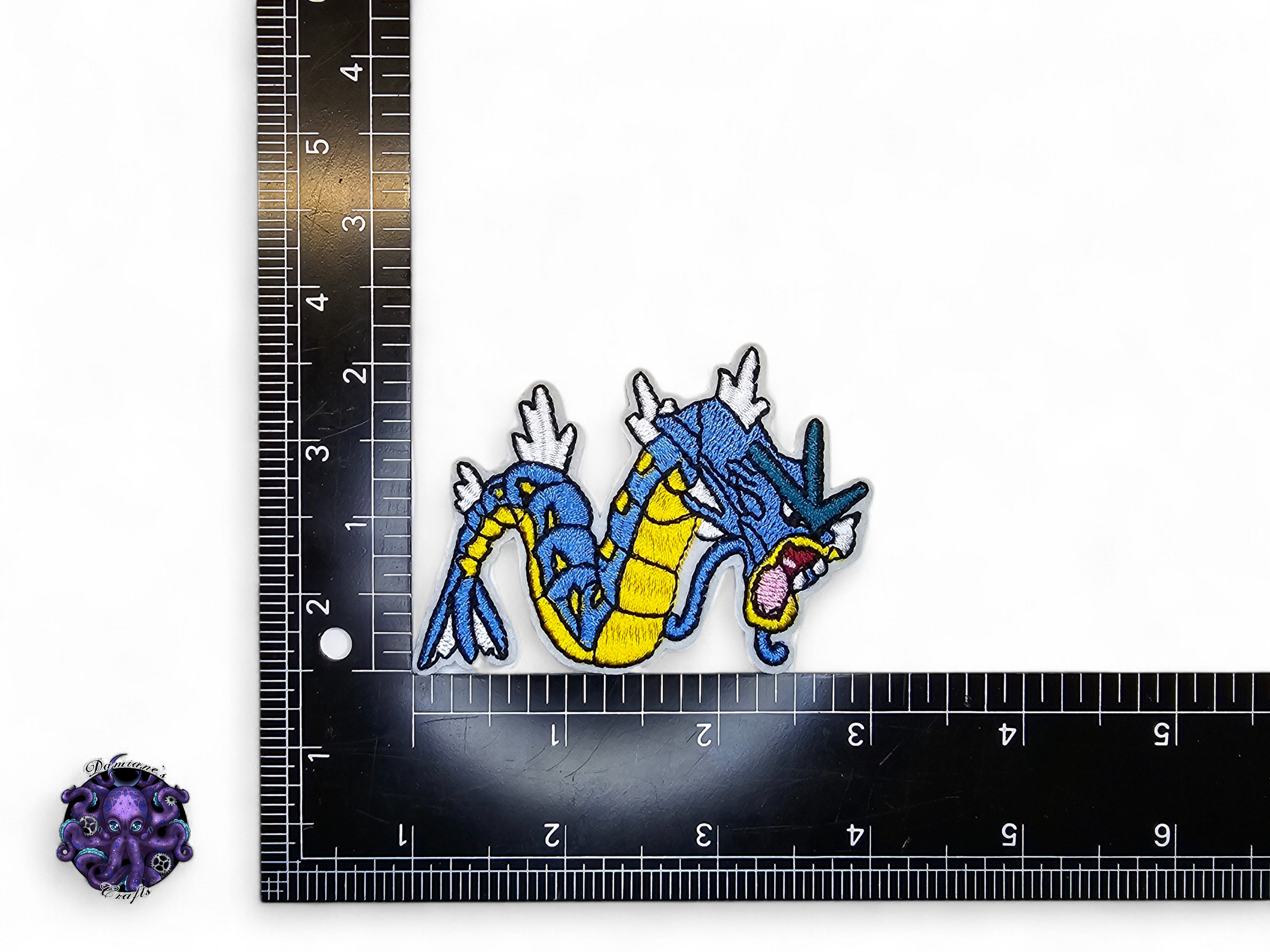 Embroided Patch, Iron on, Glue, Craft supply, Embroidery, Monster, video game, creature, Blue, Water, Dragon, fish, Turtle