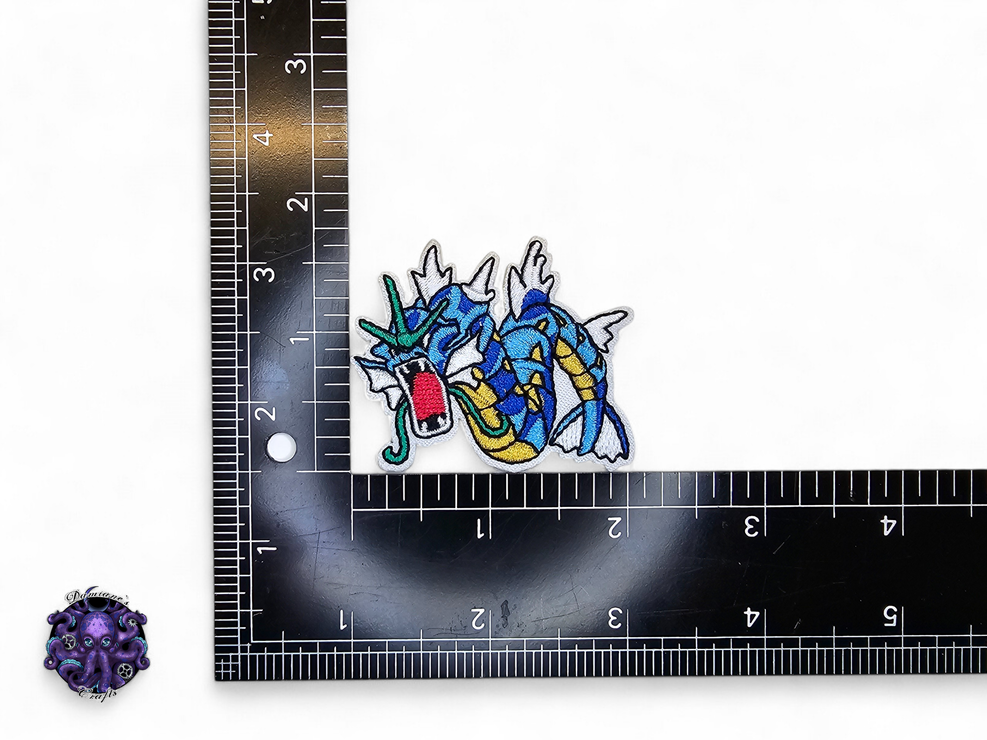 Embroided Patch, Iron on, Glue, Craft supply, Embroidery, Monster, video game, creature, Blue, Water, Dragon, fish, Turtle