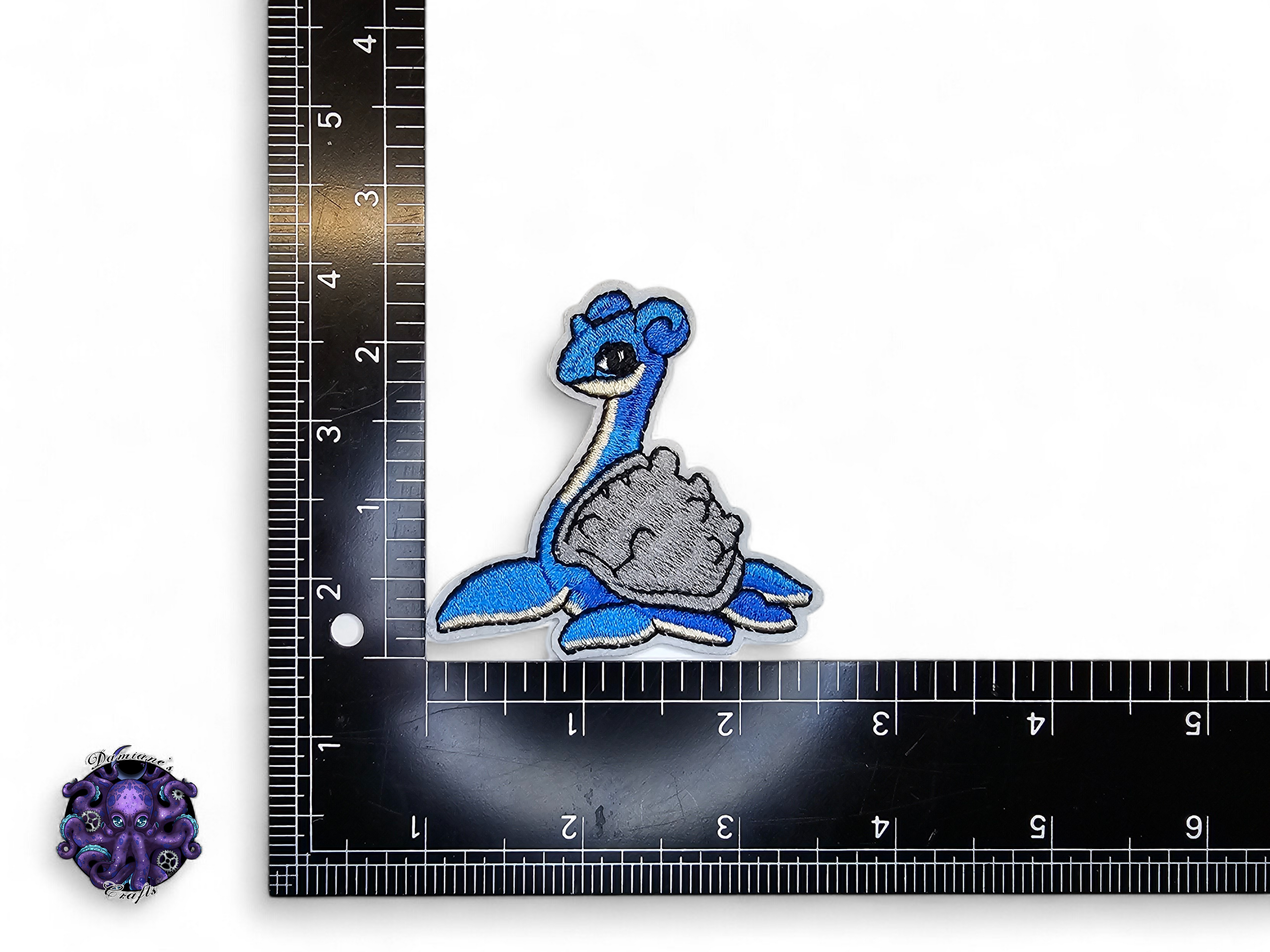 Embroided Patch, Iron on, Glue, Craft supply, Embroidery, Monster, video game, creature, Blue, Water, Dragon, fish, Turtle