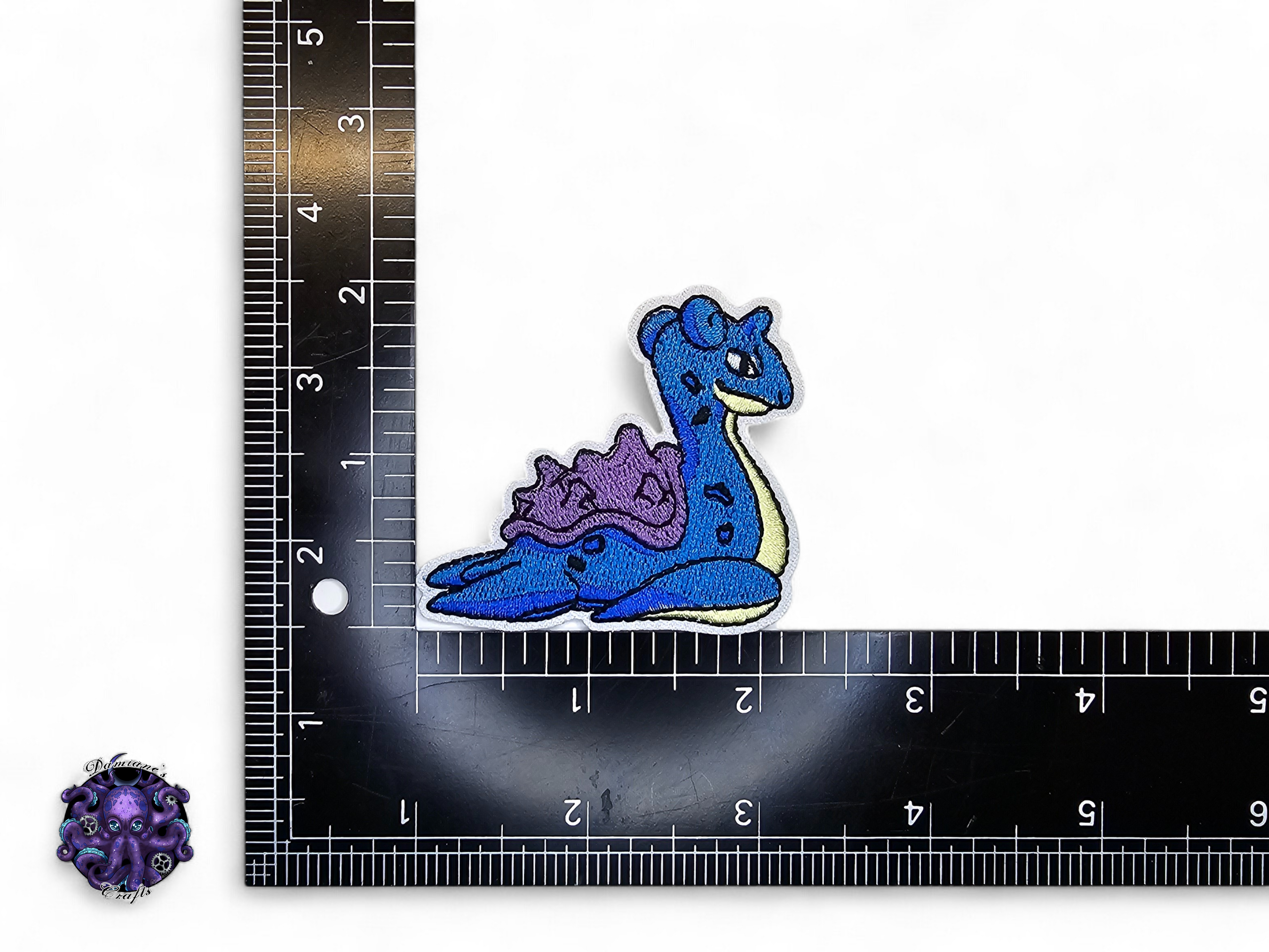 Embroided Patch, Iron on, Glue, Craft supply, Embroidery, Monster, video game, creature, Blue, Water, Dragon, fish, Turtle