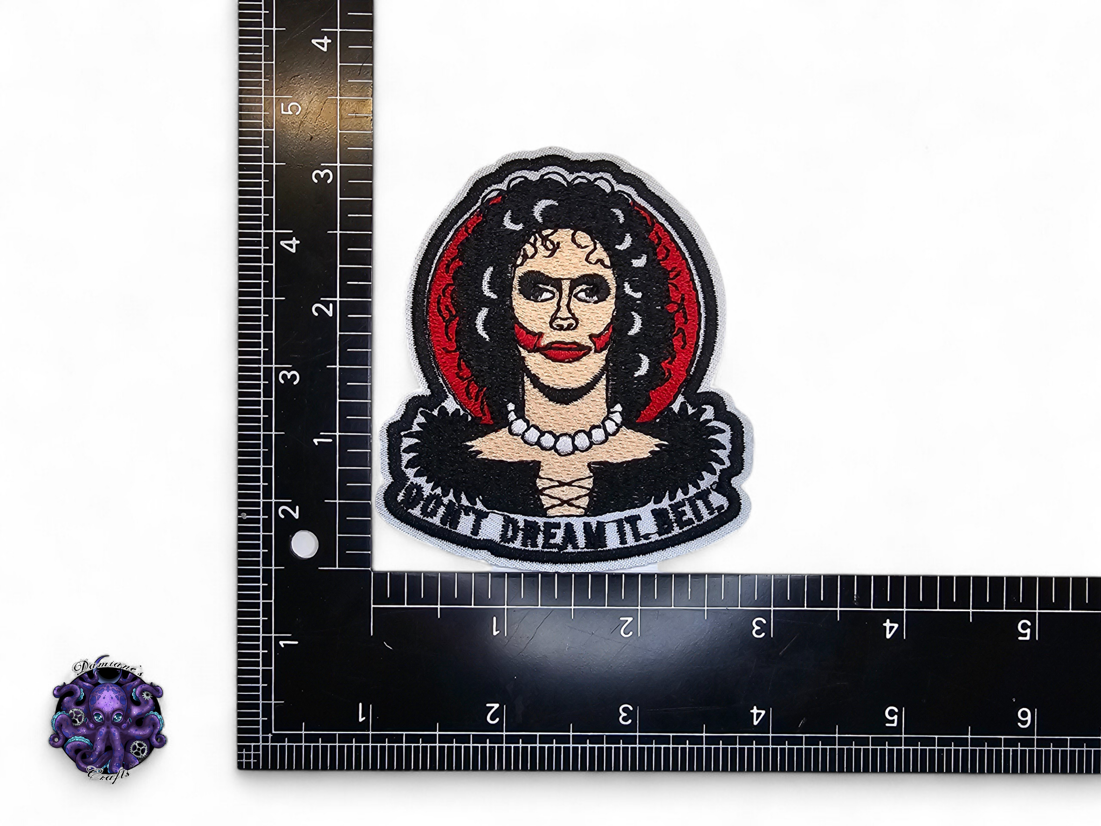 Embroided Patch, Iron on, Glue, Craft supply, Embroidery, Fabric, Movie, Old movies, classic, horror, 80s, knife, dream it, rocky