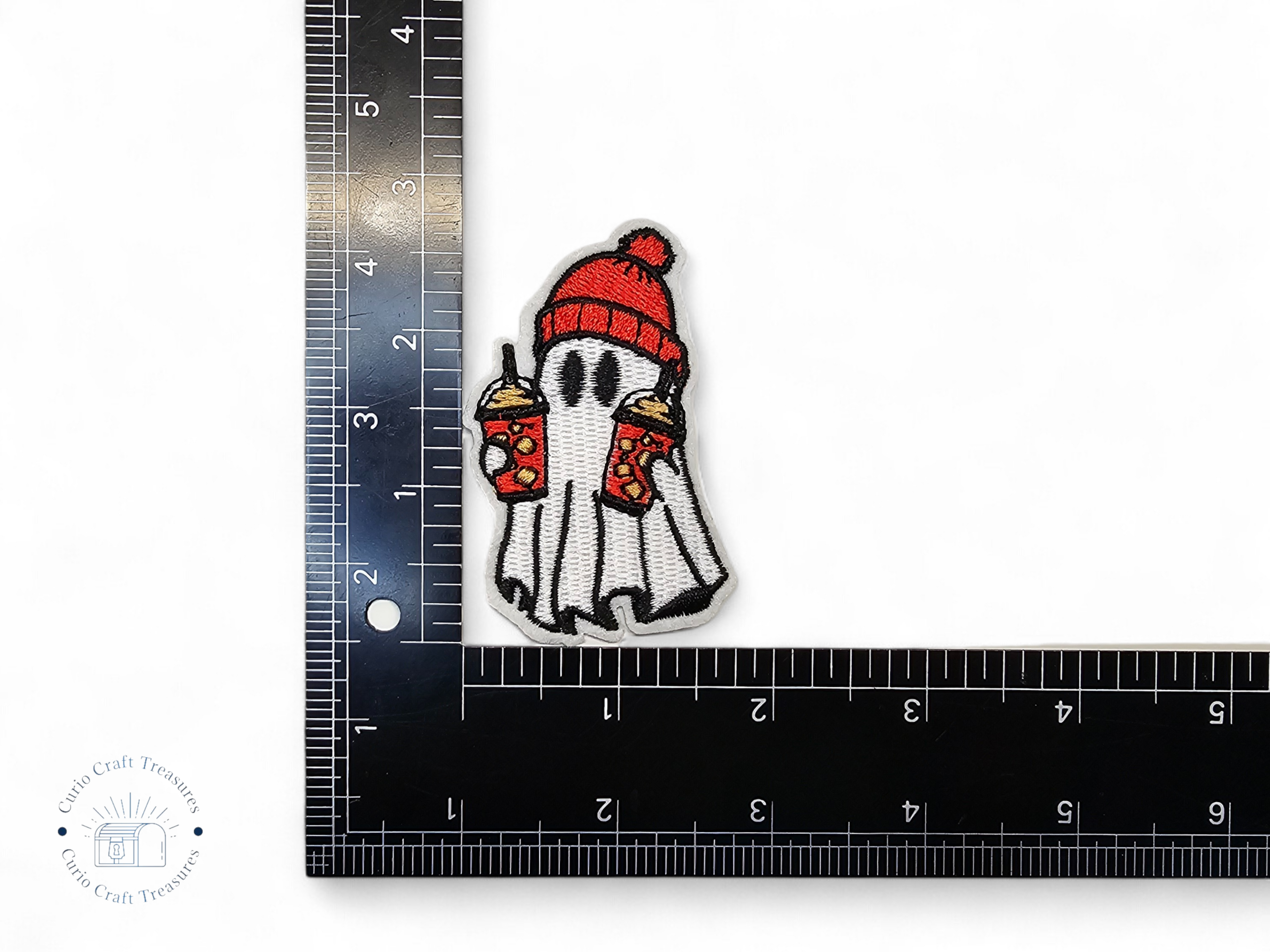 Embroided Patch, Iron on, Glue, Craft supply, Embroidery, Fabric, Gothic, Halloween, spooky, Ghost, pumpkin, hat, book, cat, dog, coffee