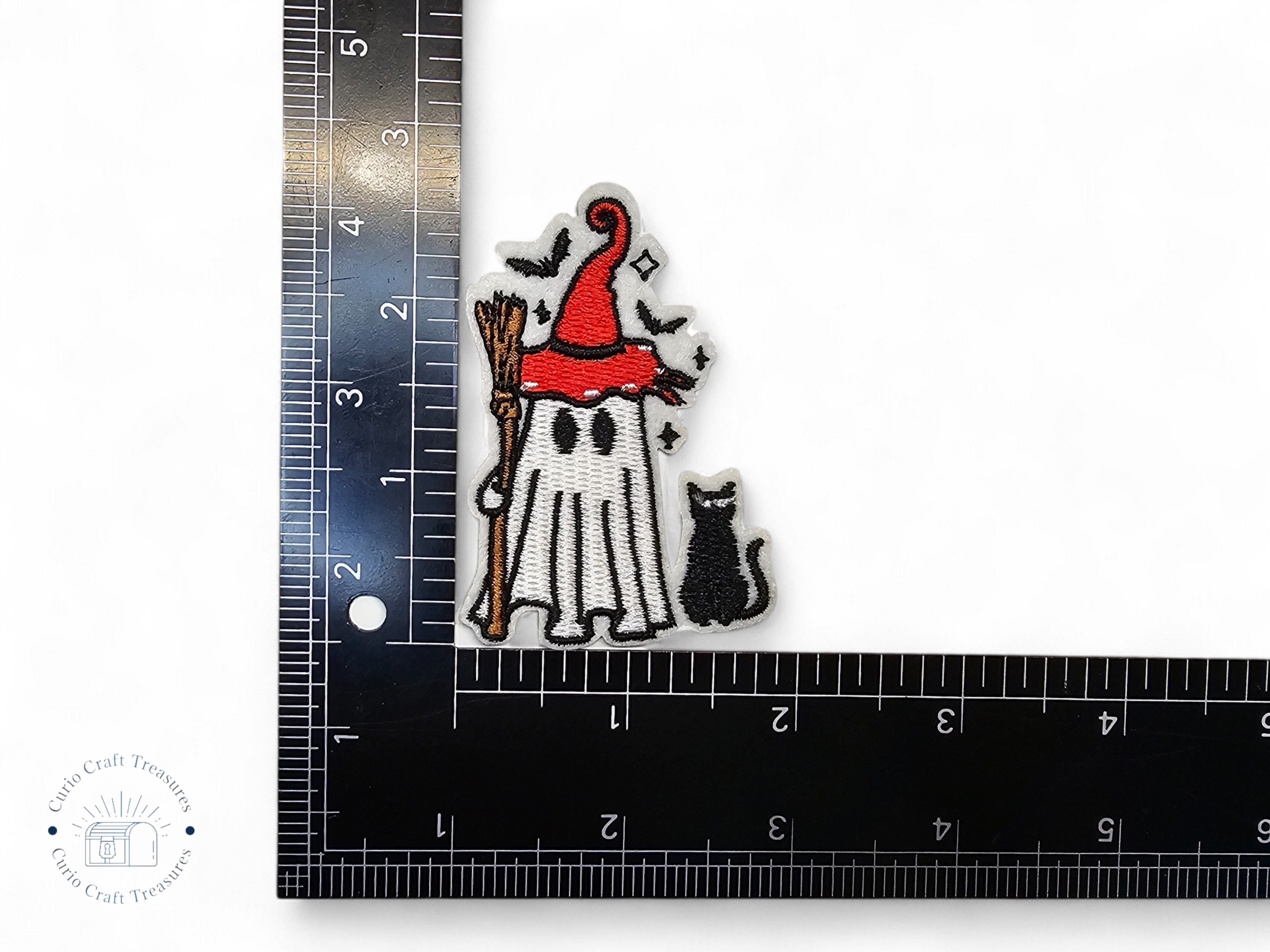 Embroided Patch, Iron on, Glue, Craft supply, Embroidery, Fabric, Gothic, Halloween, spooky, Ghost, pumpkin, hat, book, cat, dog, coffee