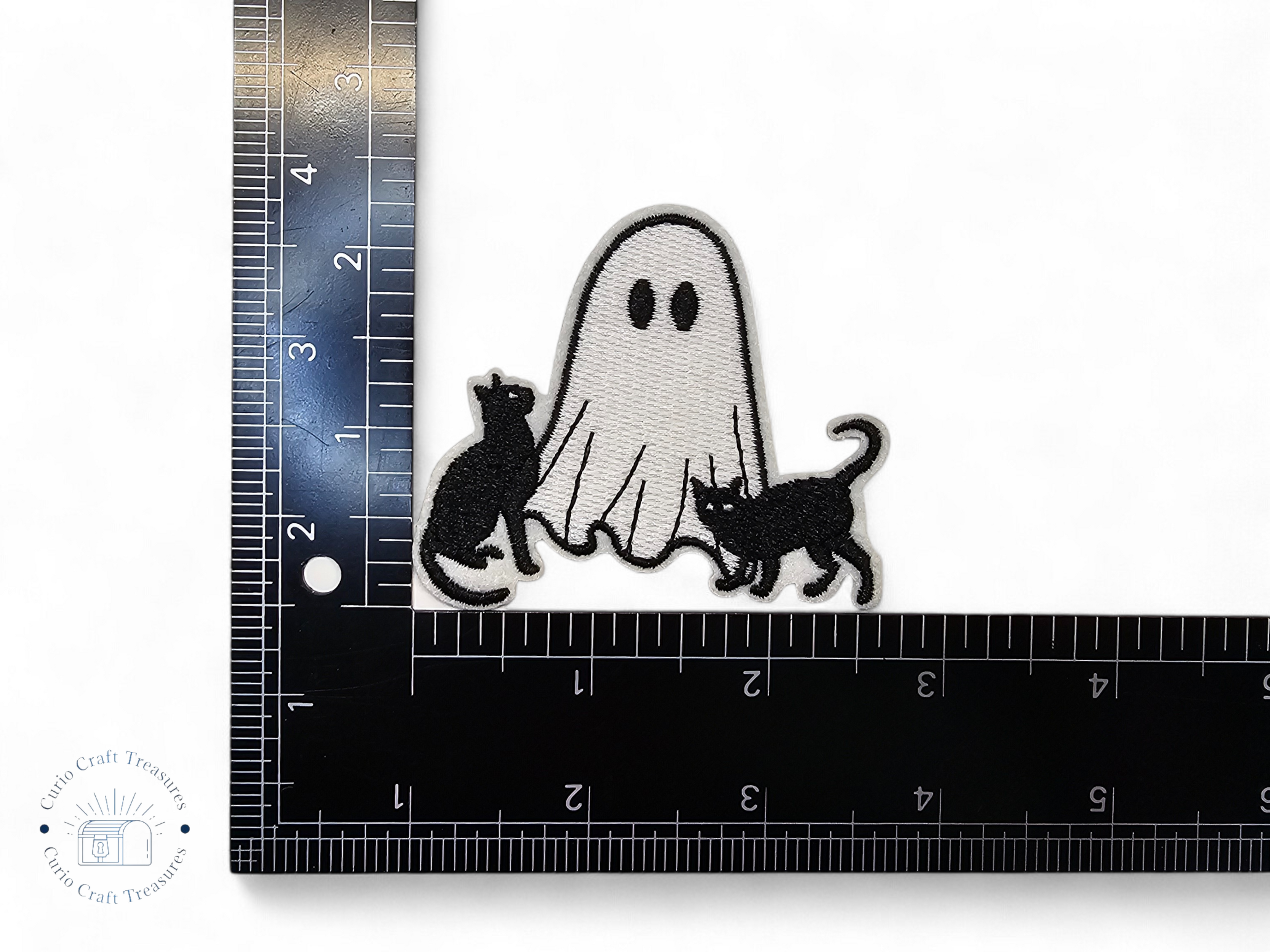 Embroided Patch, Iron on, Glue, Craft supply, Embroidery, Fabric, Gothic, Halloween, spooky, Ghost, pumpkin, hat, book, cat, dog, coffee