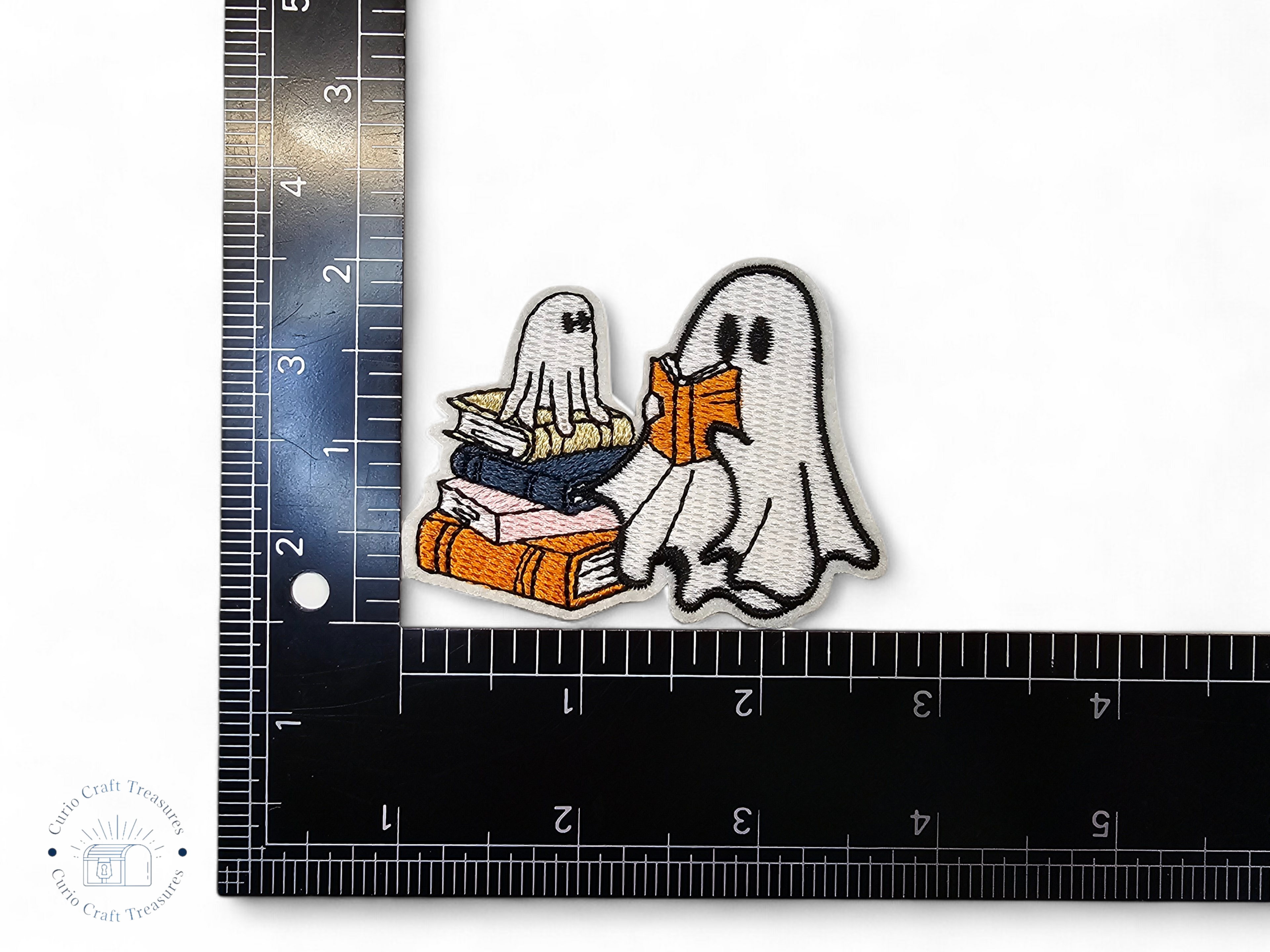 Embroided Patch, Iron on, Glue, Craft supply, Embroidery, Fabric, Gothic, Halloween, spooky, Ghost, pumpkin, hat, book, cat, dog, coffee