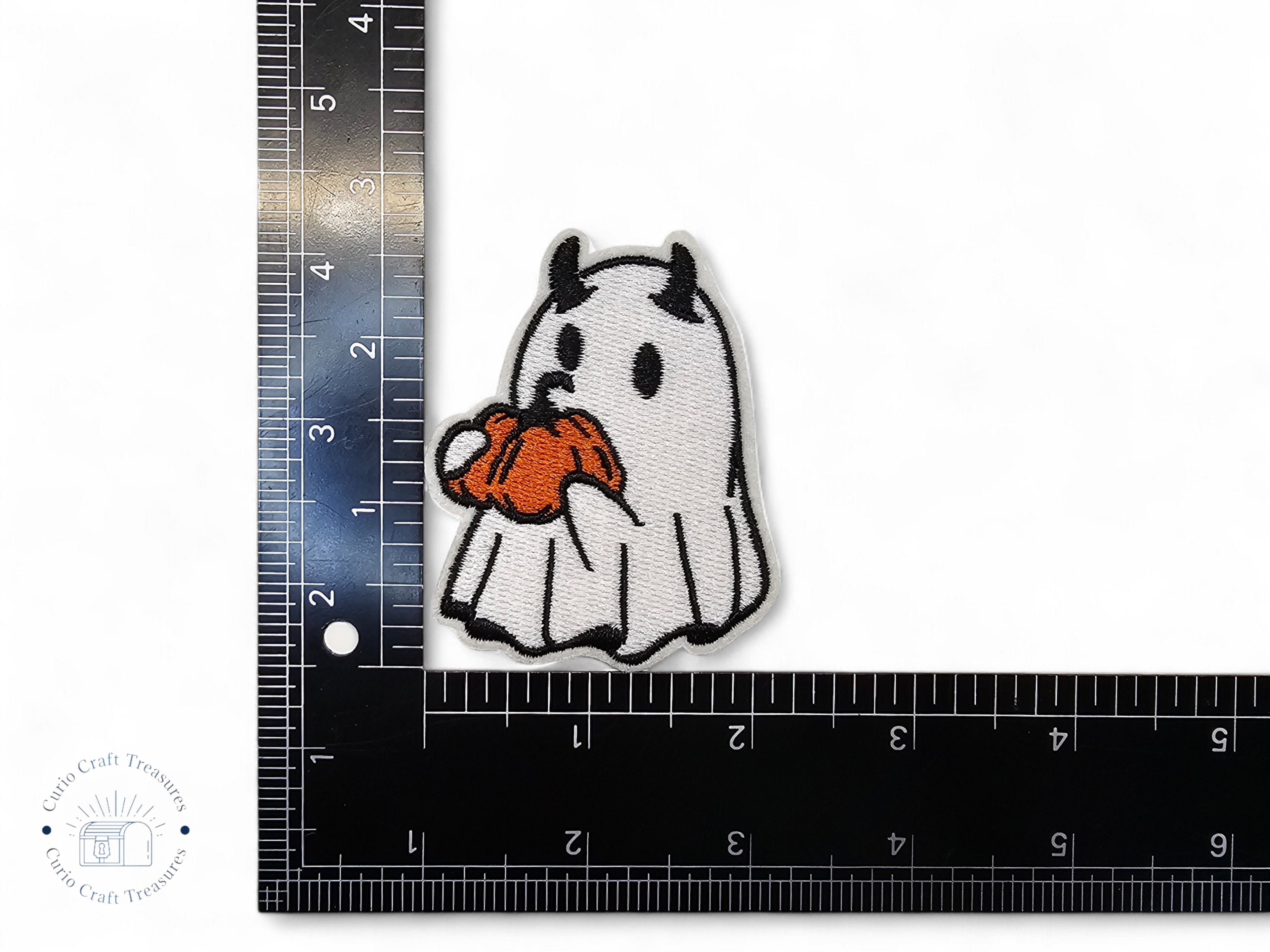 Embroided Patch, Iron on, Glue, Craft supply, Embroidery, Fabric, Gothic, Halloween, spooky, Ghost, pumpkin, hat, book, cat, dog, coffee