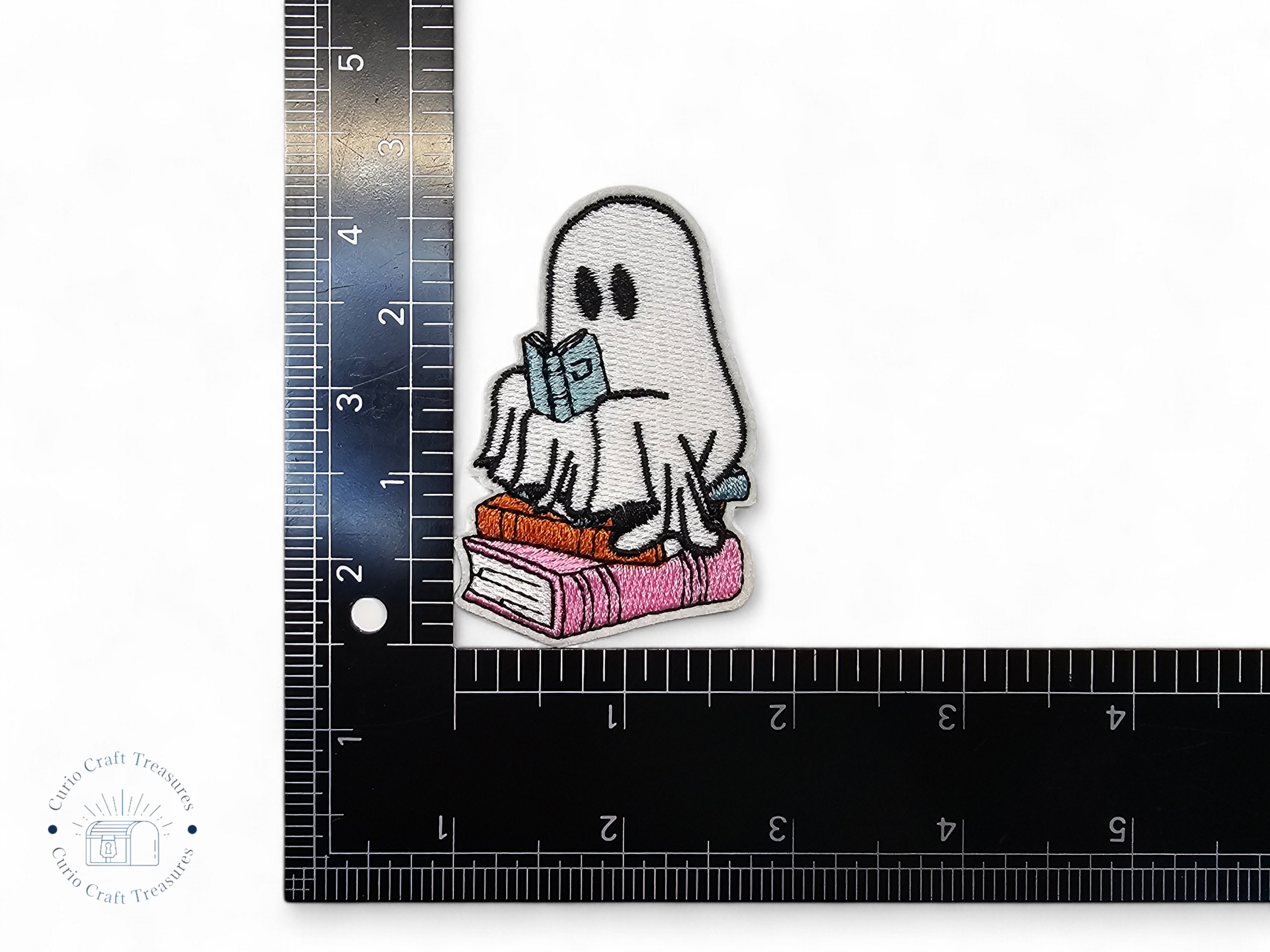 Embroided Patch, Iron on, Glue, Craft supply, Embroidery, Fabric, Gothic, Halloween, spooky, Ghost, pumpkin, hat, book, cat, dog, coffee