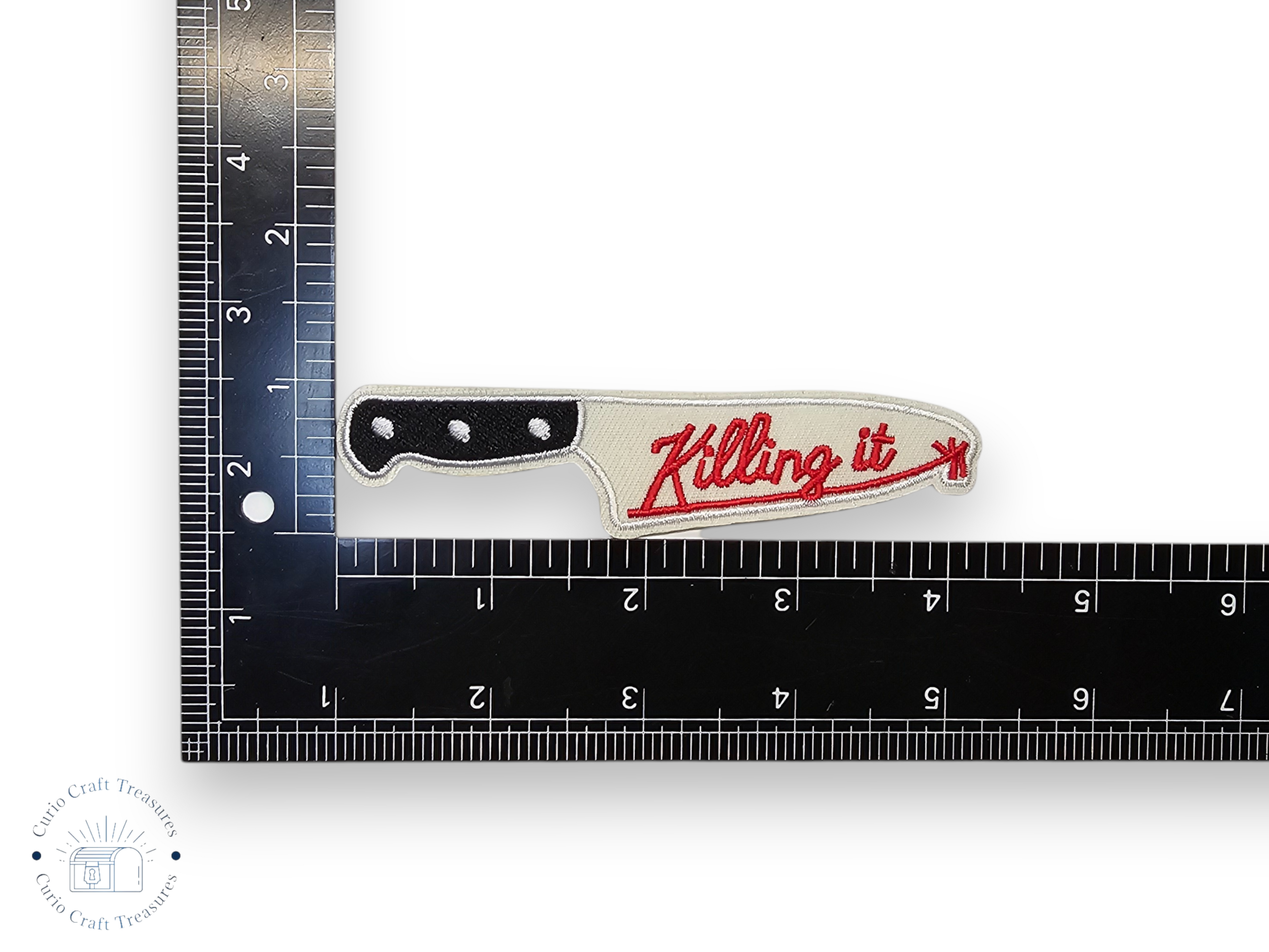 Embroided Patch, Iron on, Glue, Craft supply, Embroidery, Fabric, Movie, Old movies, classic, horror, psycho, knife