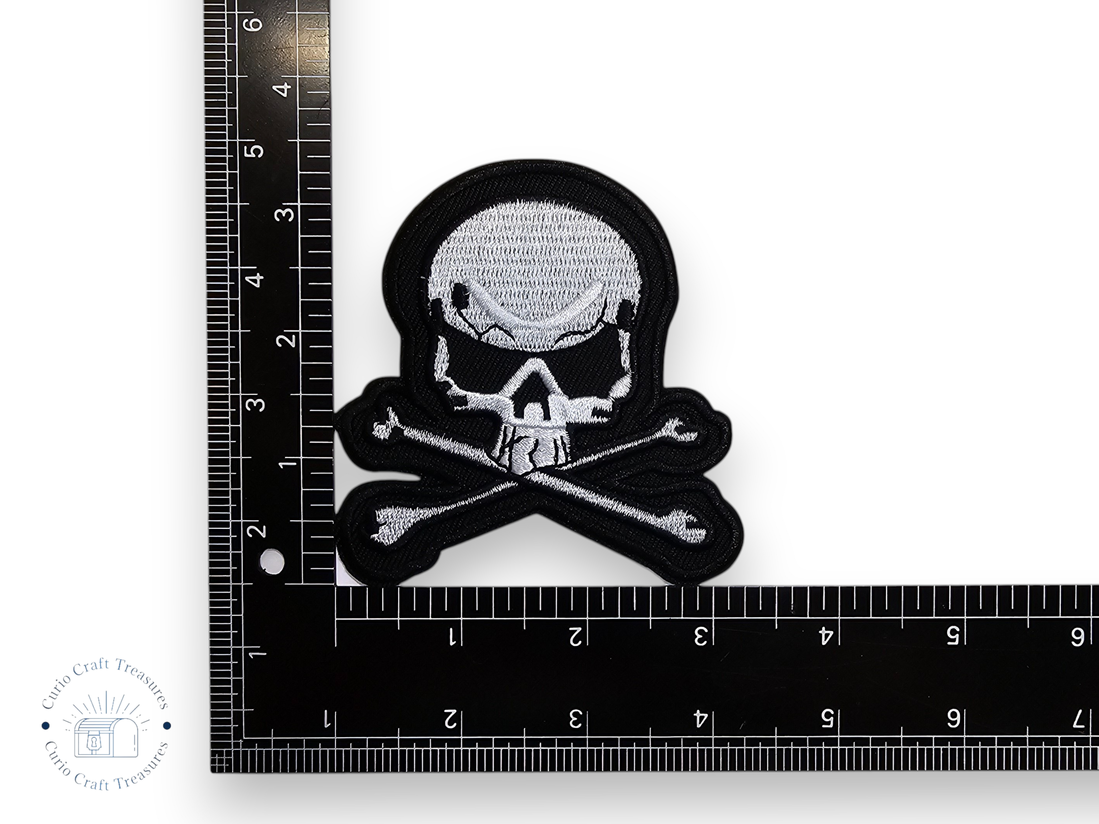 Embroided Patch, Iron on, Glue, Craft supply, Embroidery, Fabric, Gothic, Halloween, spooky, skeleton, Skull, Pirate, Bandana, knife, bone, Rose