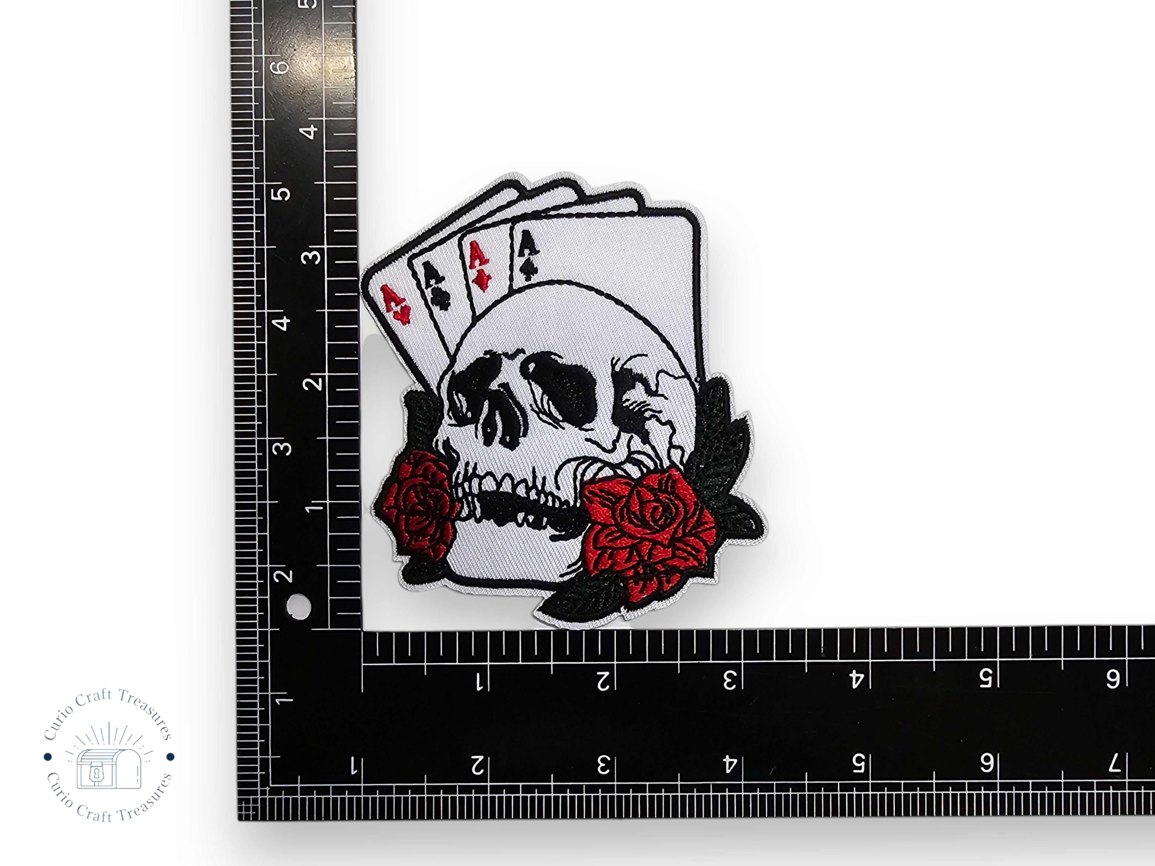 Embroided Patch, Iron on, Glue, Craft supply, Embroidery, Fabric, Gothic, Halloween, spooky, Skull, heart, rose, diy, tentacle, ying yang, card