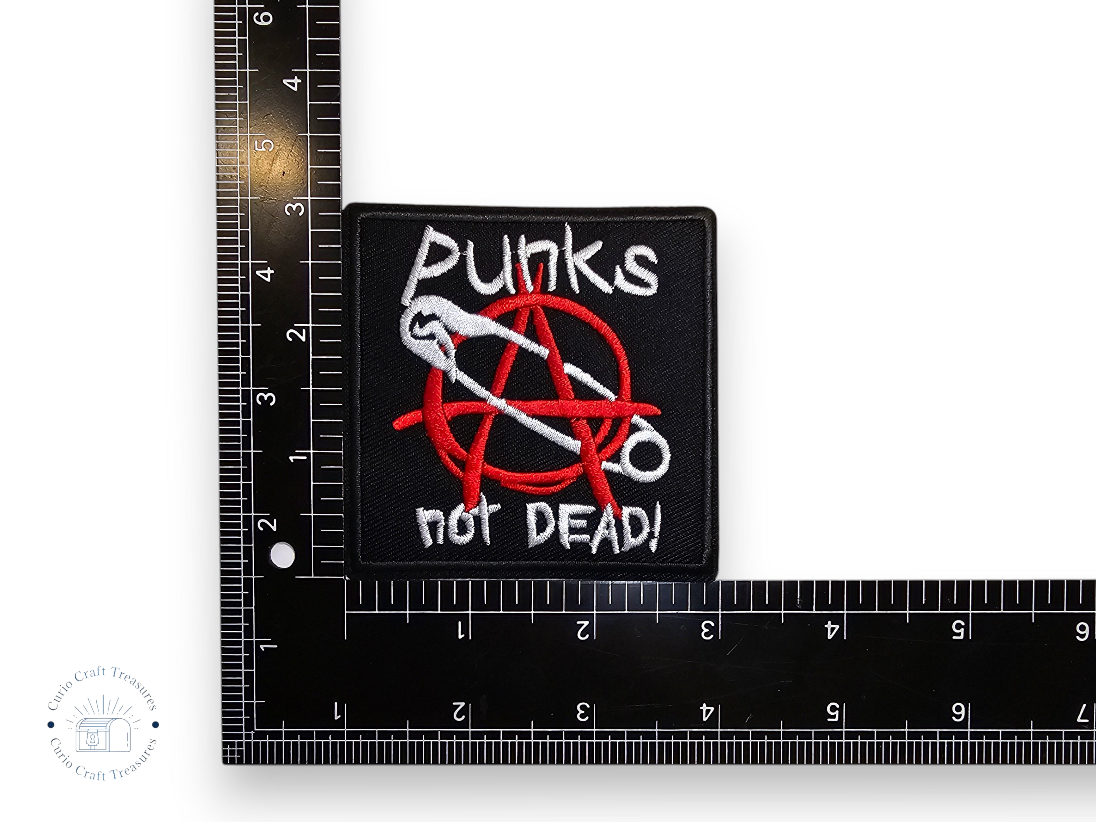 Embroided Patch, Iron on, Glue, Craft supply, Embroidery, Fabric, Punk, Punks not dead, Anarchy, symbol, logo, safety pin