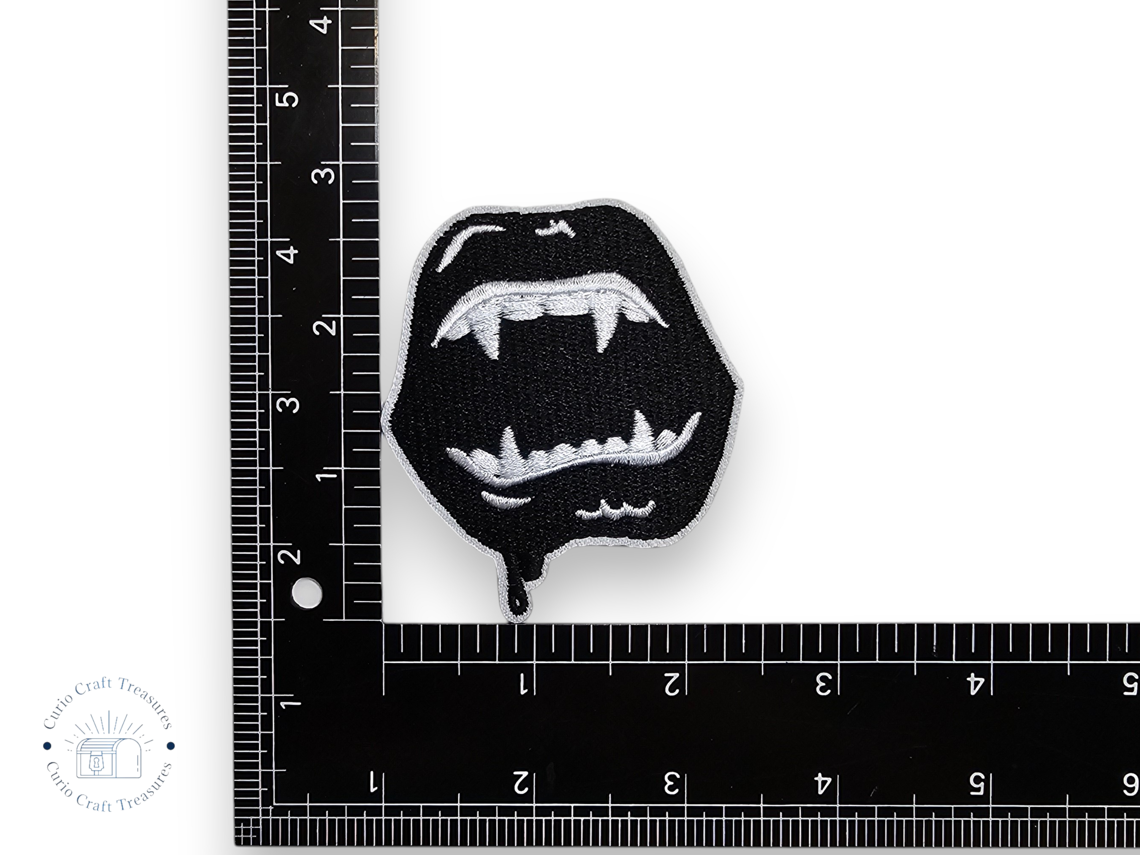 Embroided Patch, Iron on, Glue, Craft supply, Embroidery, Fabric, Gothic, Vampire, Tombstone, Coffin, Canine, Fangs
