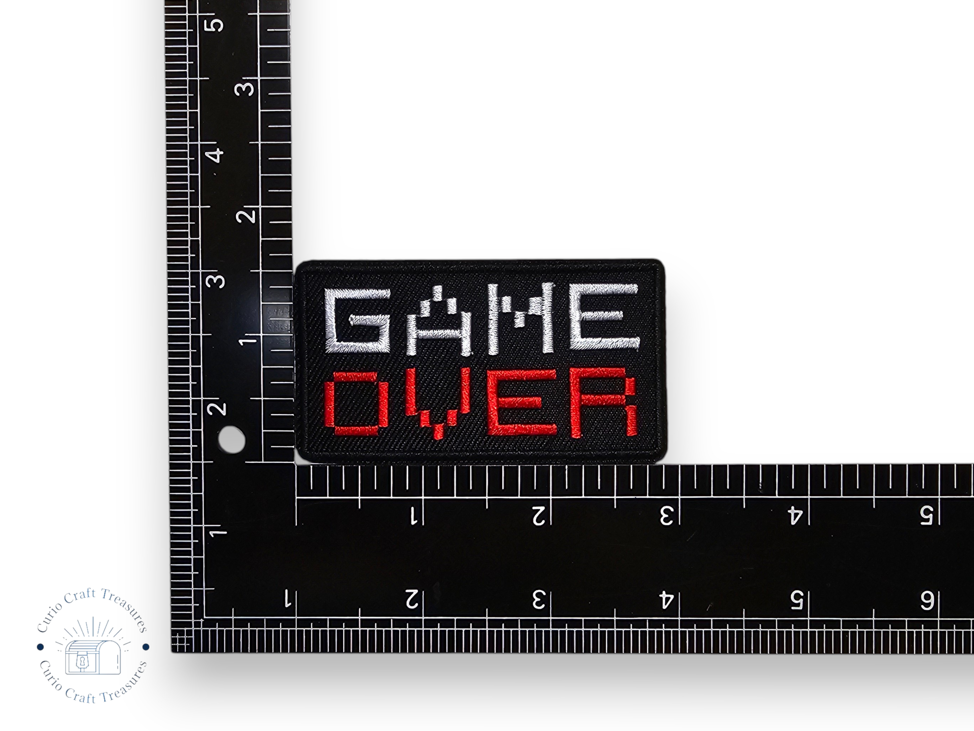Embroided Patch, Iron on, Glue, Craft supply, Embroidery, Fabric, Gamer, cat, gaming, game over