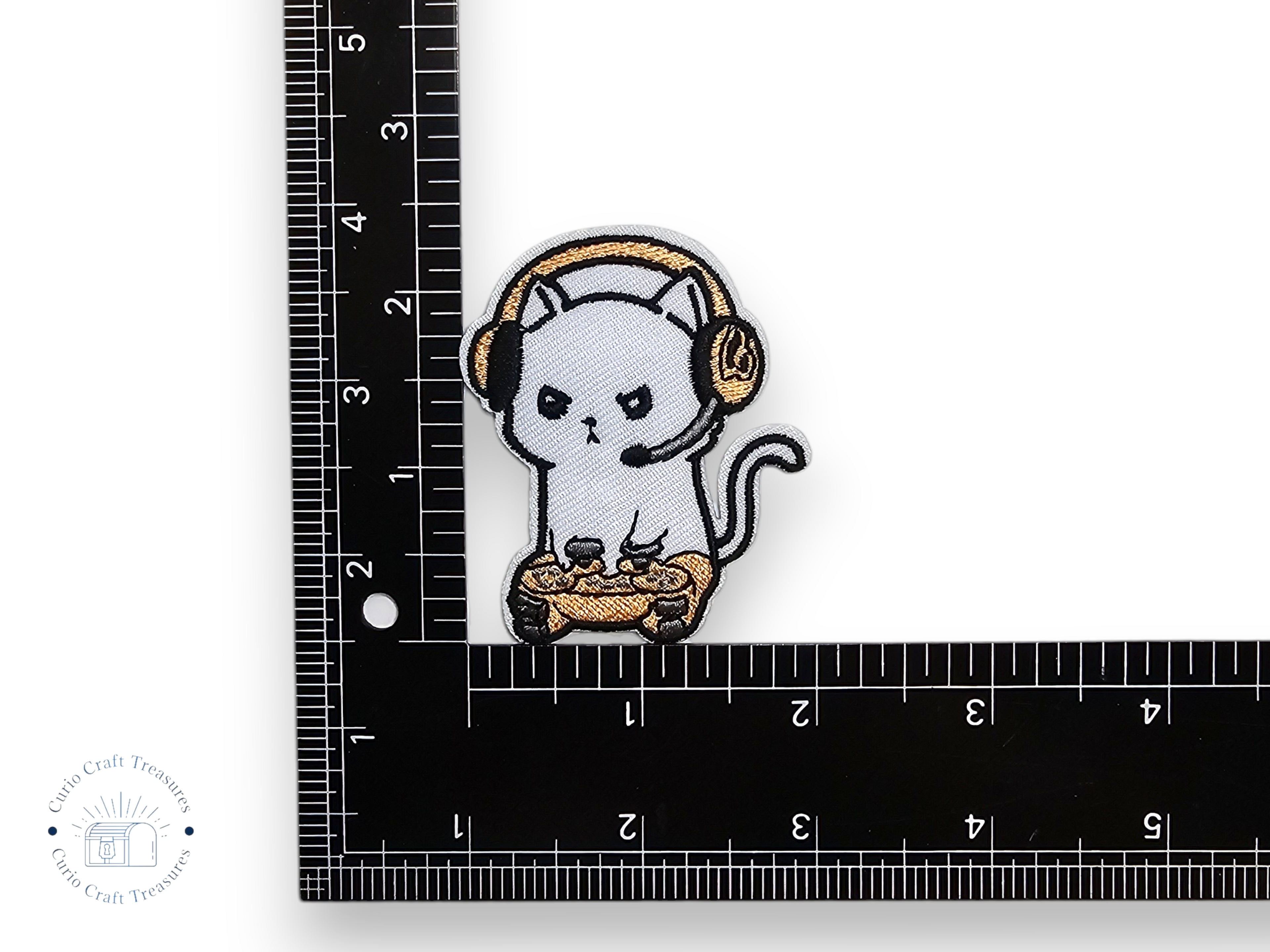 Embroided Patch, Iron on, Glue, Craft supply, Embroidery, Fabric, Gamer, cat, gaming, game over