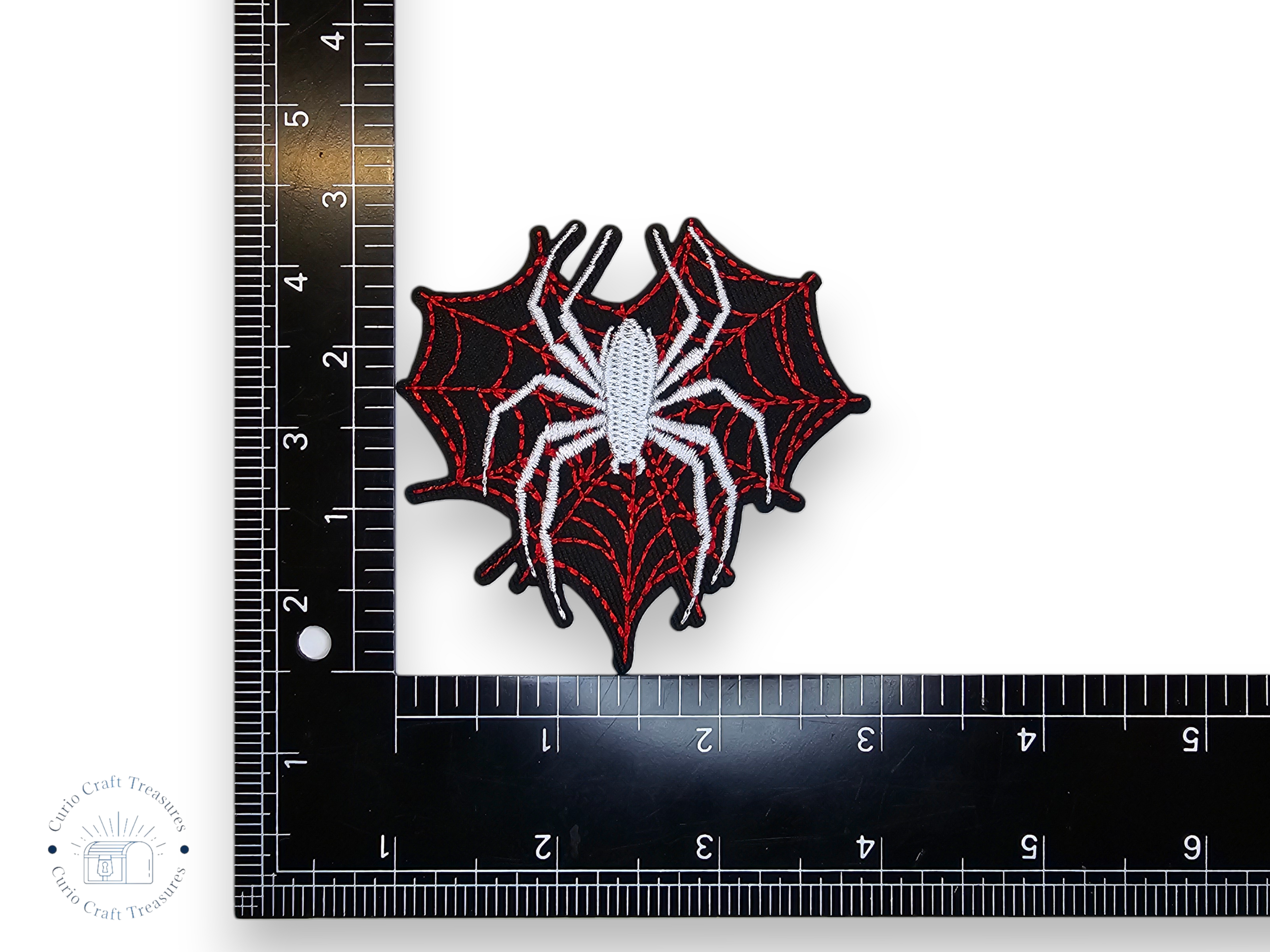 Embroided Patch, Iron on, Glue, Craft supply, Embroidery, Fabric, Gothic, Halloween, spooky, Spider, Spiderweb, heart