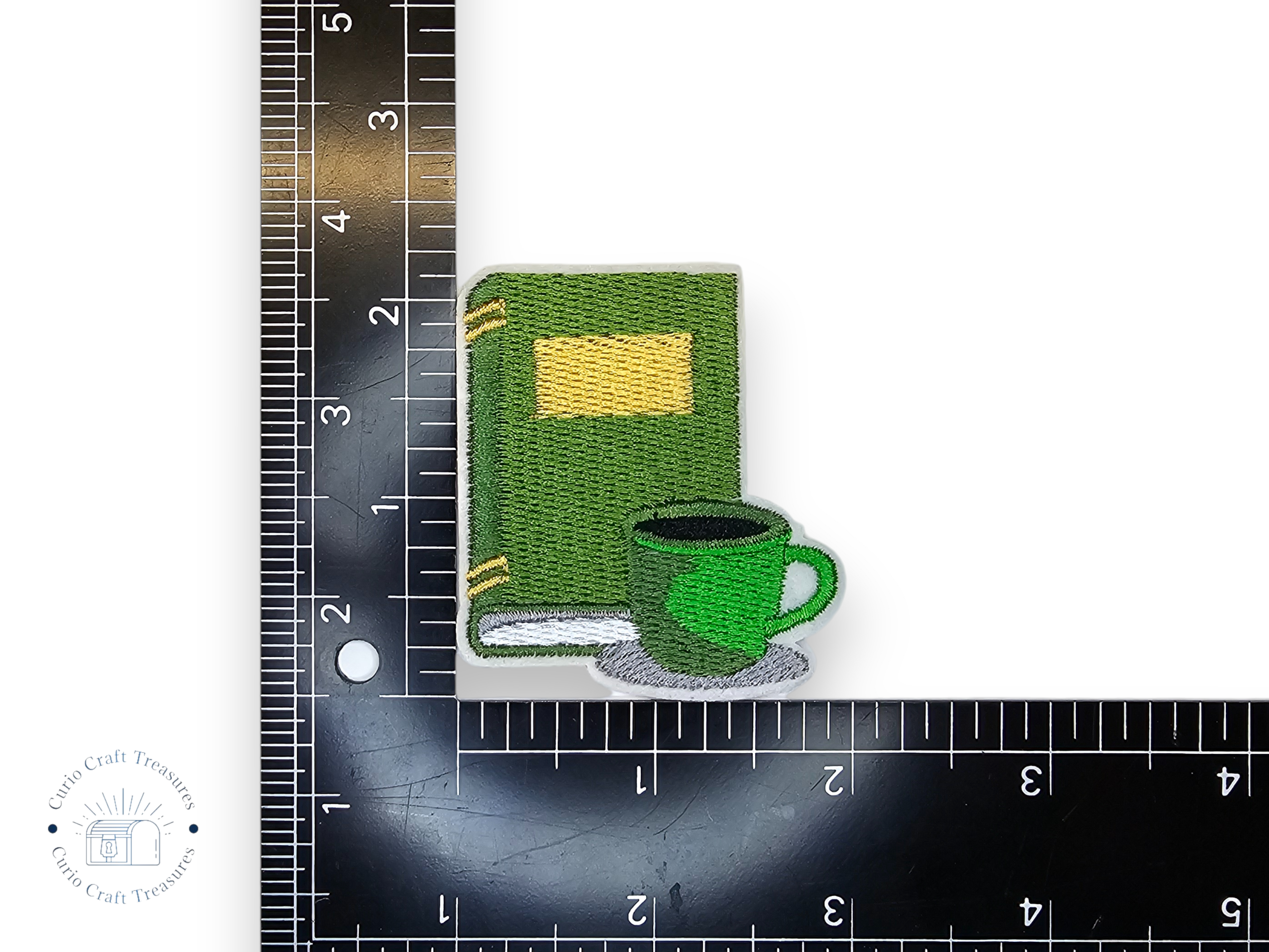 Embroided Patch, Iron on, Glue, Craft supply, Embroidery, Fabric, Book, Reading, One more chapter, Coffee, Spellbook, society, born to read