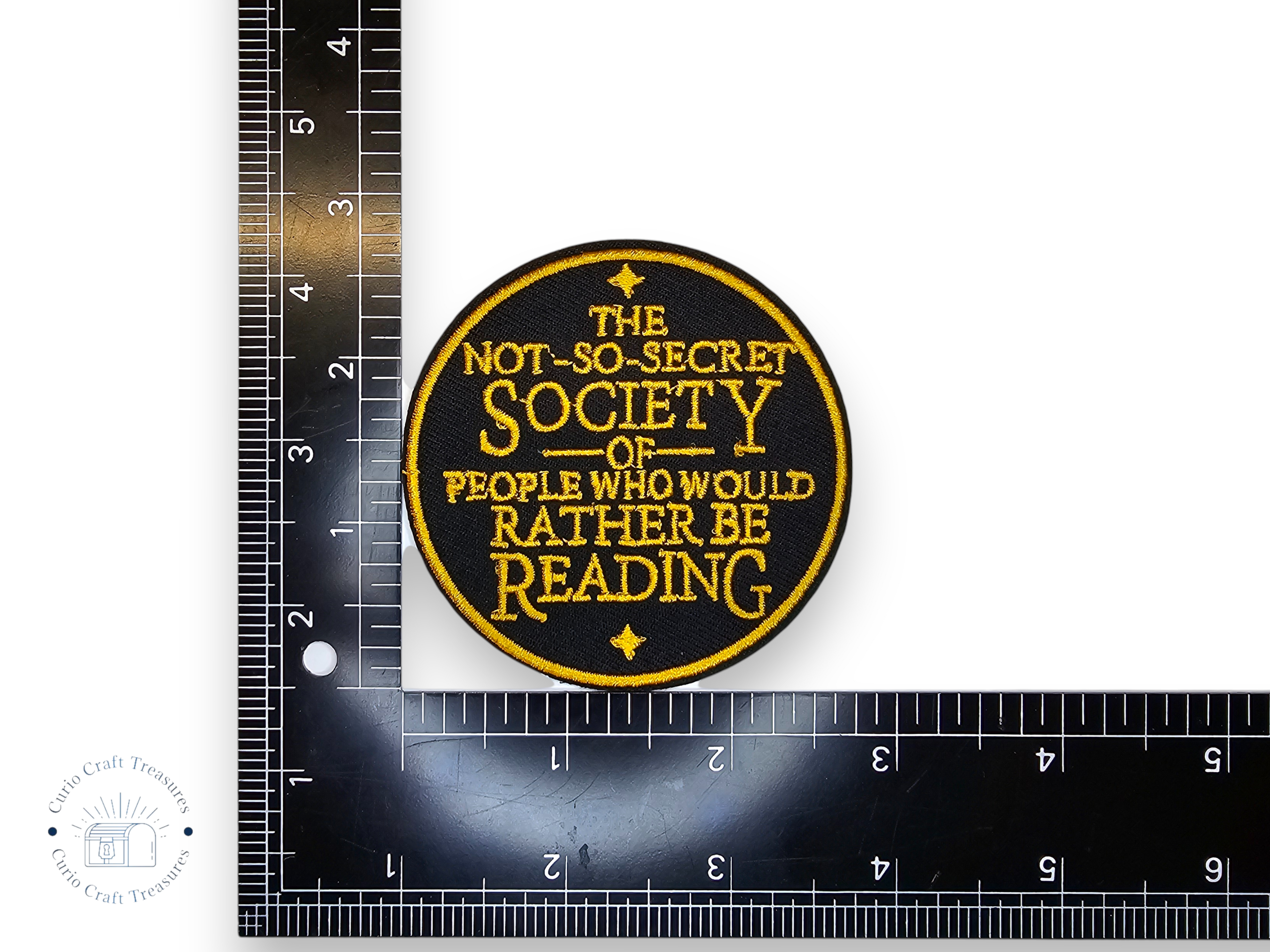 Embroided Patch, Iron on, Glue, Craft supply, Embroidery, Fabric, Book, Reading, One more chapter, Coffee, Spellbook, society, born to read