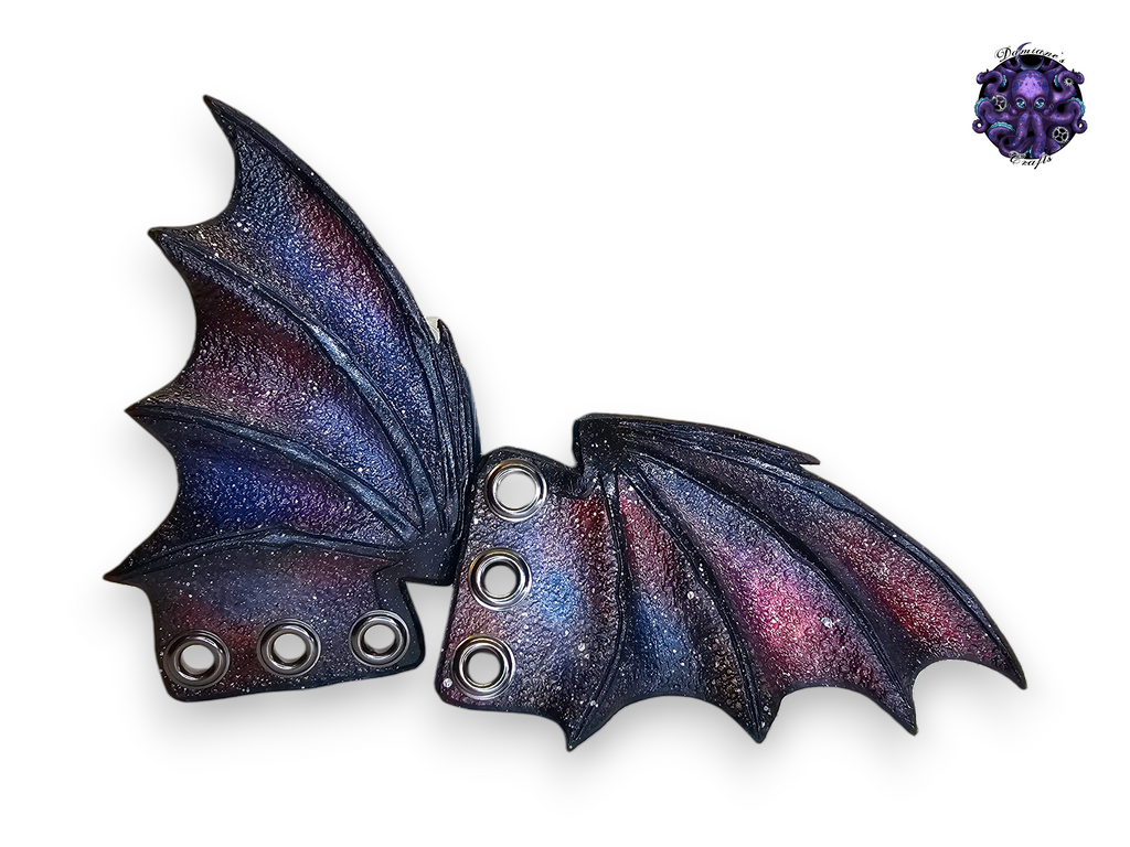 Cuero auténtico, alas de murciélago, accesorio para botas, zapato, patín, gótico, Halloween, vampiro, nebulosa