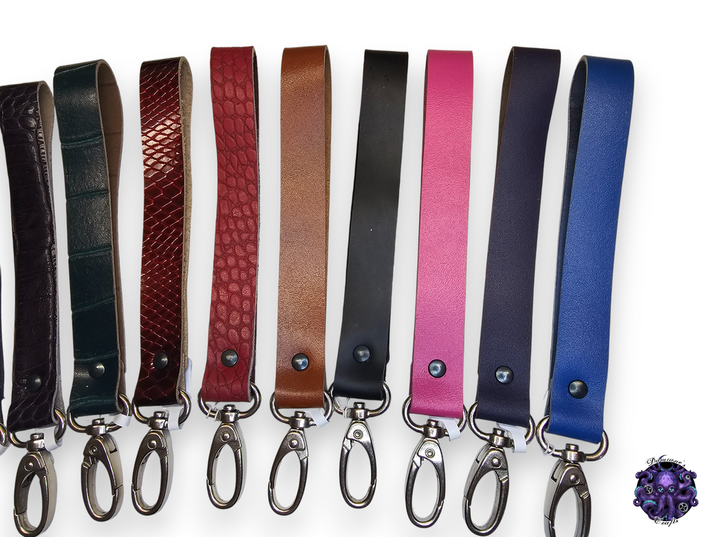 Lanière en cuir véritable, porte-clés, sangle, pivotant, mousqueton, 1,9 cm de large