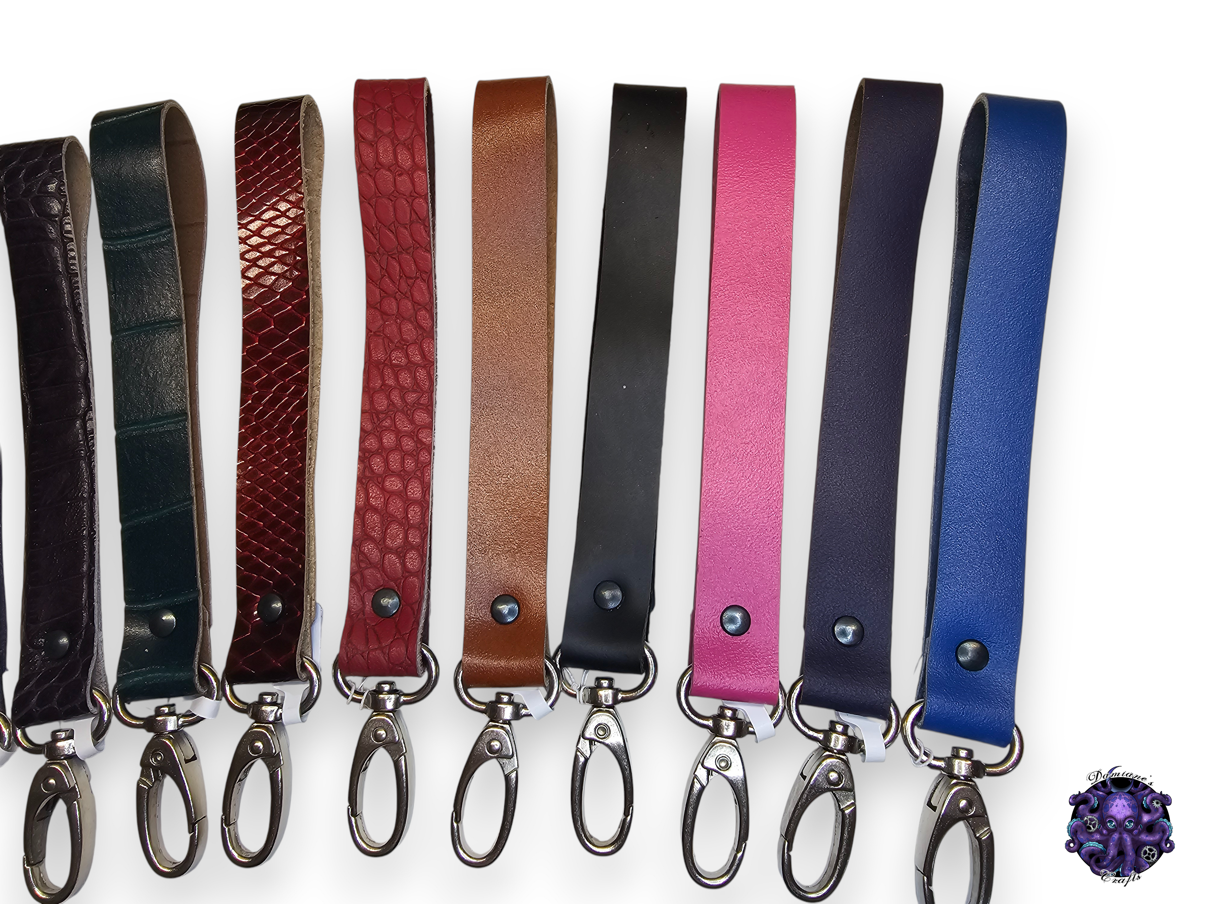 Lanière en cuir véritable, porte-clés, sangle, pivotant, mousqueton, 1,9 cm de large