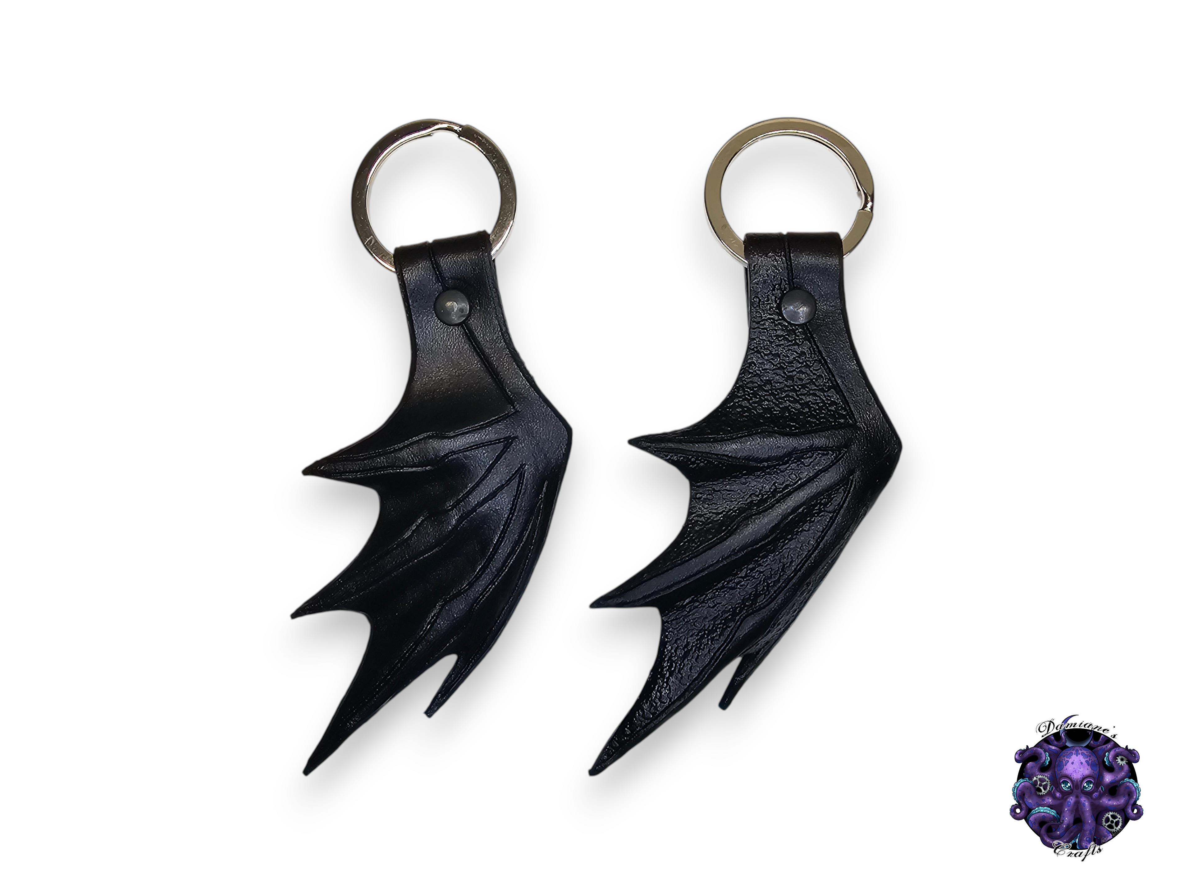 Real leather, Keychain, Bat wing, vampire, Gothic, witch, nature, animal, halloween, black