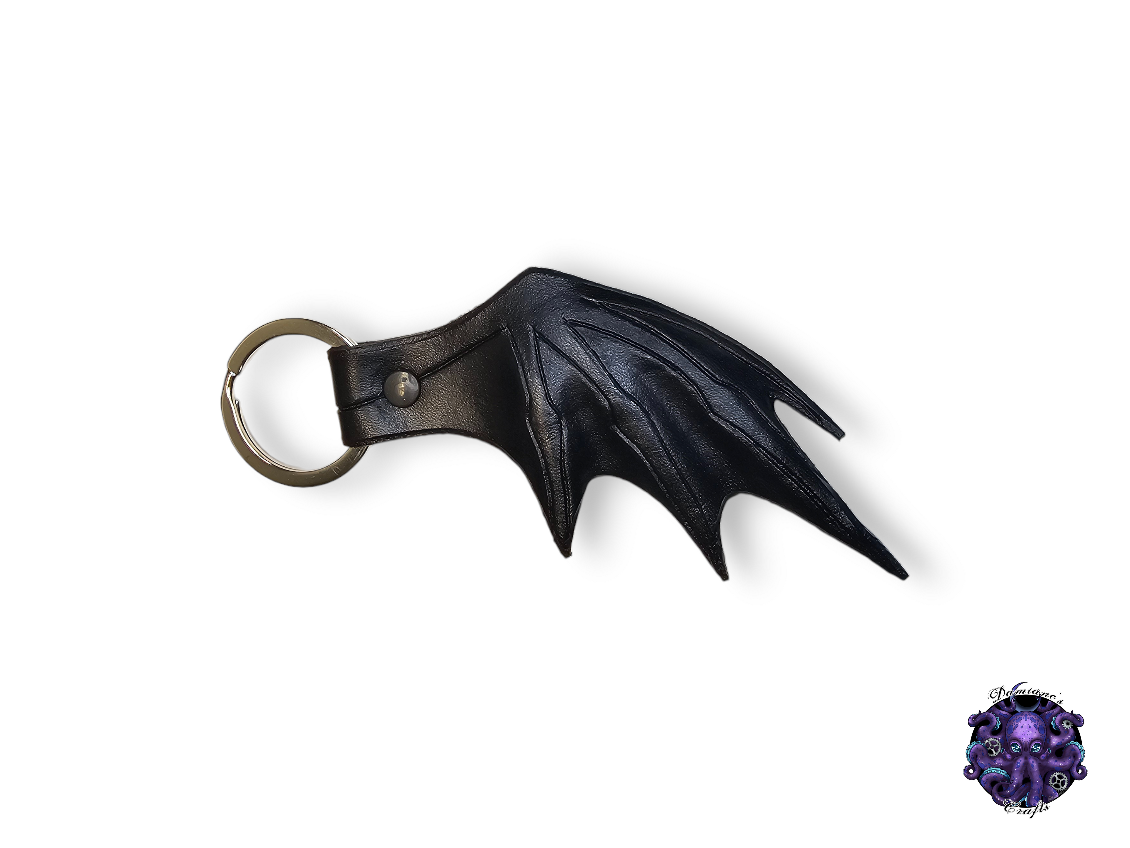 Real leather, Keychain, Bat wing, vampire, Gothic, witch, nature, animal, halloween, black