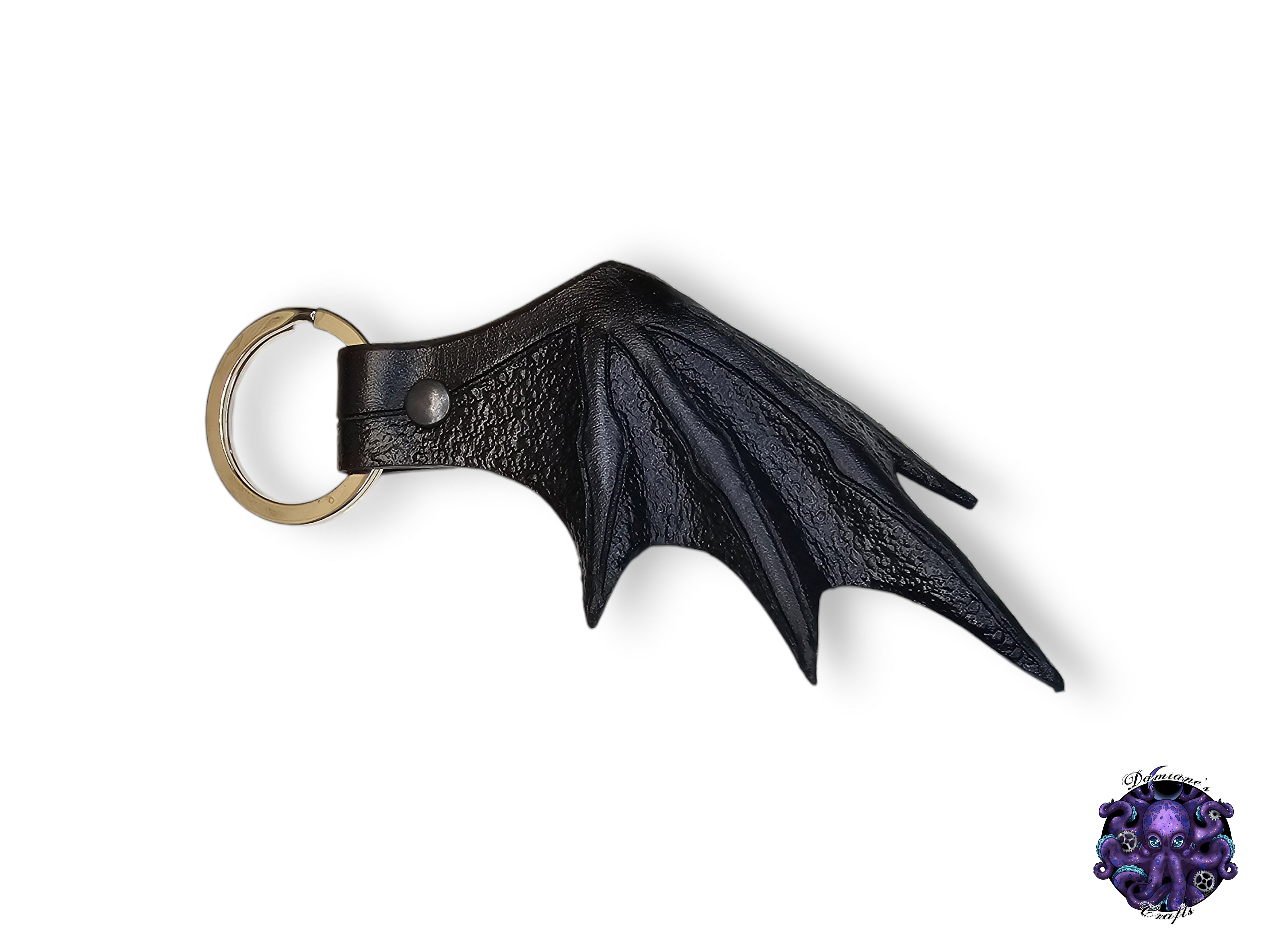 Real leather, Keychain, Bat wing, vampire, Gothic, witch, nature, animal, halloween, black