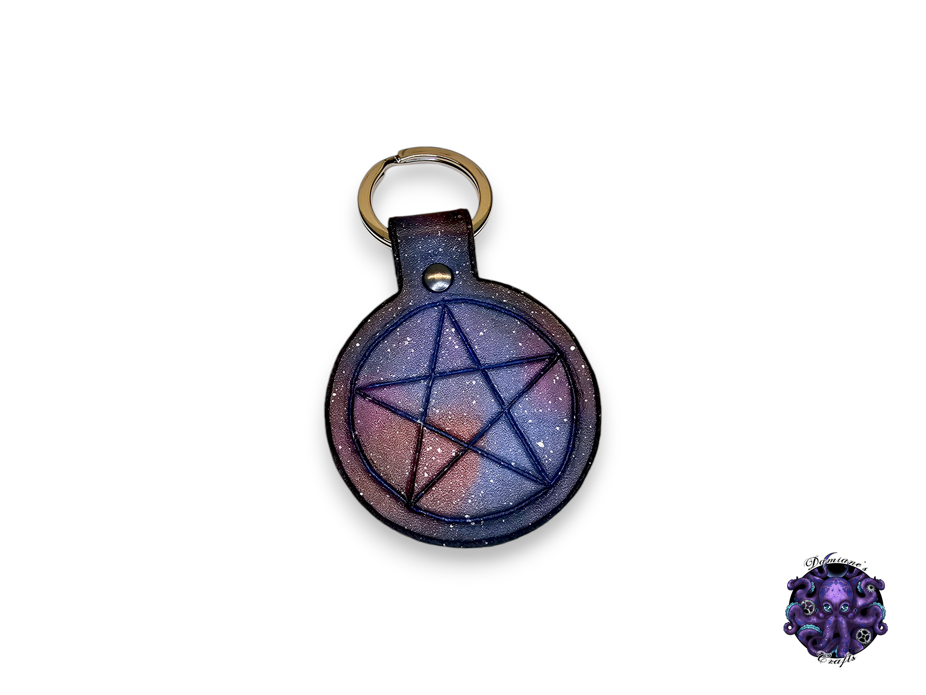 Real leather, Keychain, Pentagram, Pentacle, Witchy, Magic, Gothic, witch, halloween