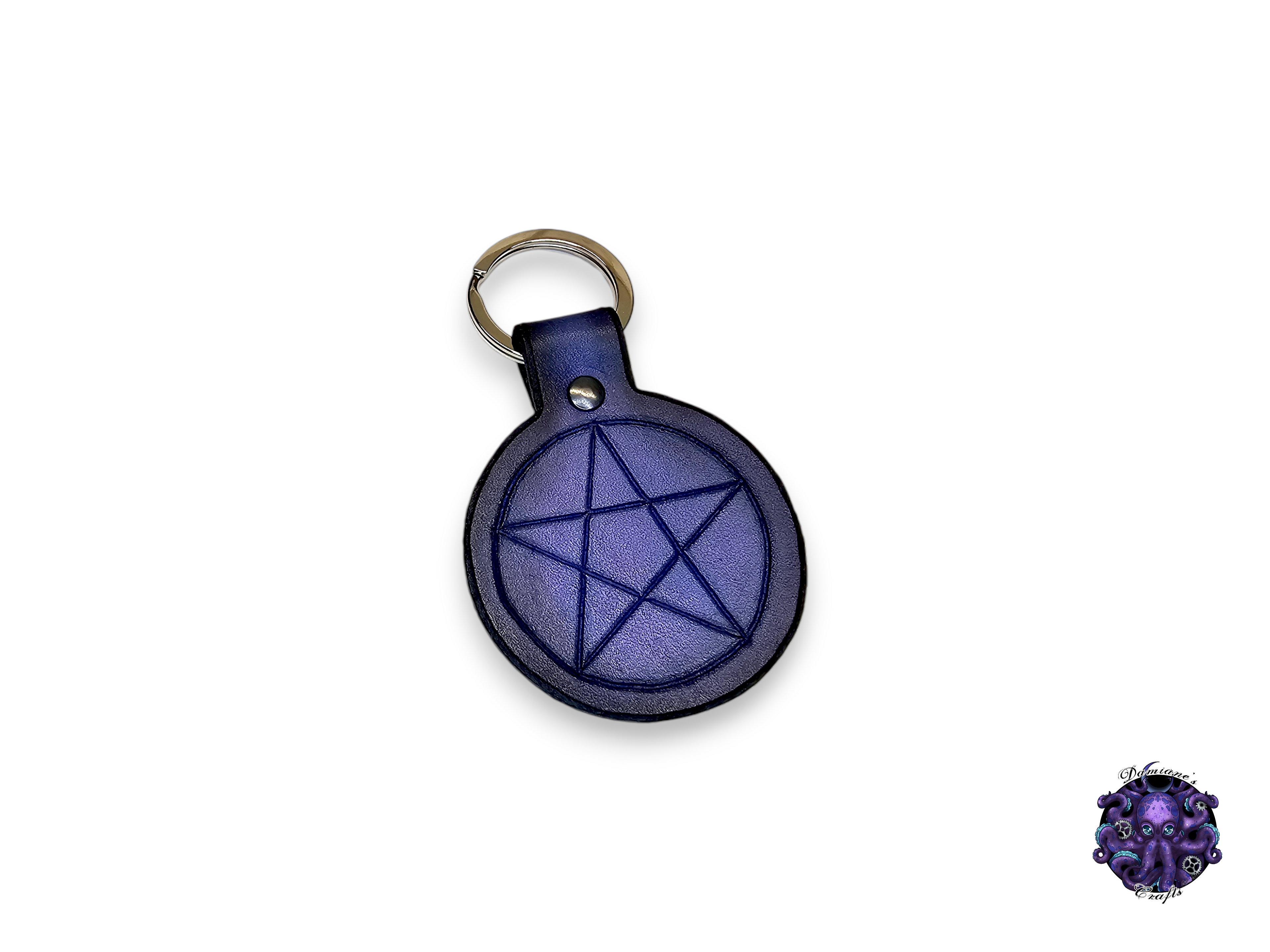 Real leather, Keychain, Pentagram, Pentacle, Witchy, Magic, Gothic, witch, halloween
