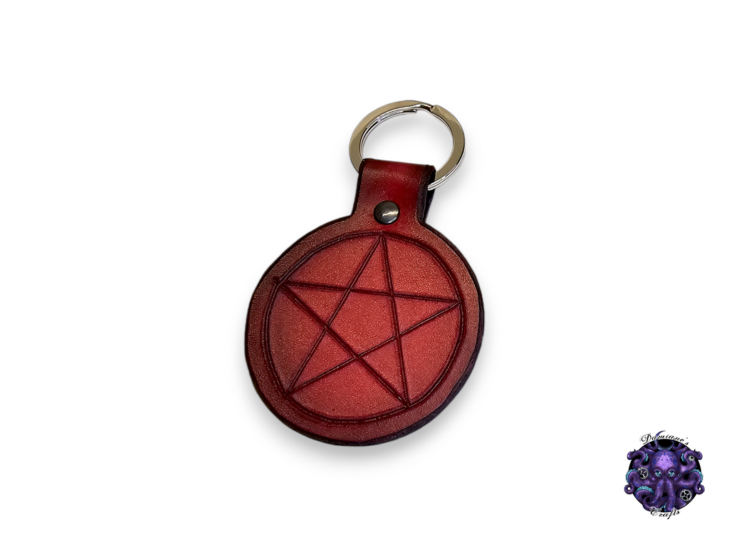 Real leather, Keychain, Pentagram, Pentacle, Witchy, Magic, Gothic, witch, halloween