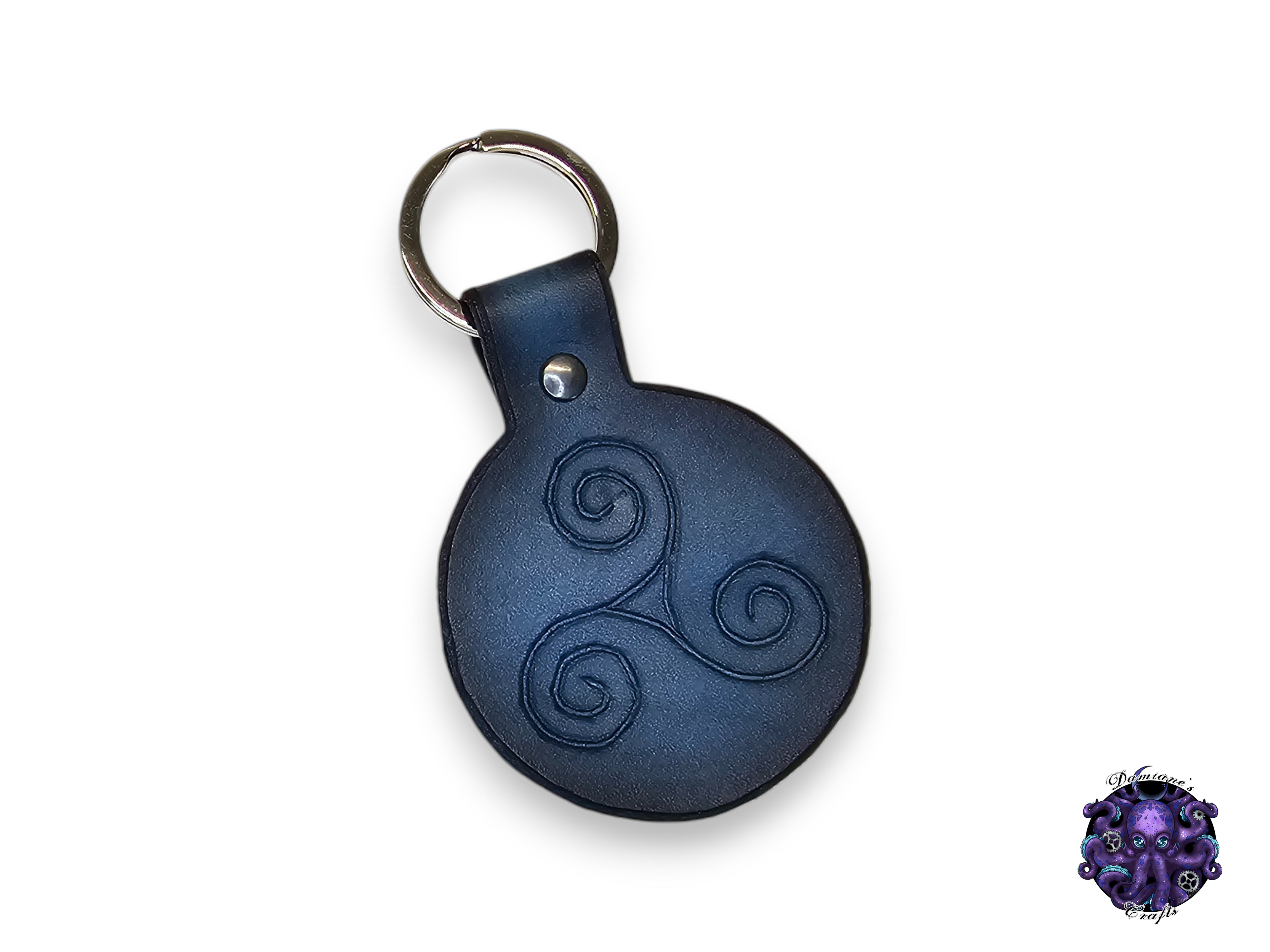 Real leather, Keychain, Triskel, Spirals, Viking, Celtic, symbol, Witchy, Magic, Gothic, witch, halloween