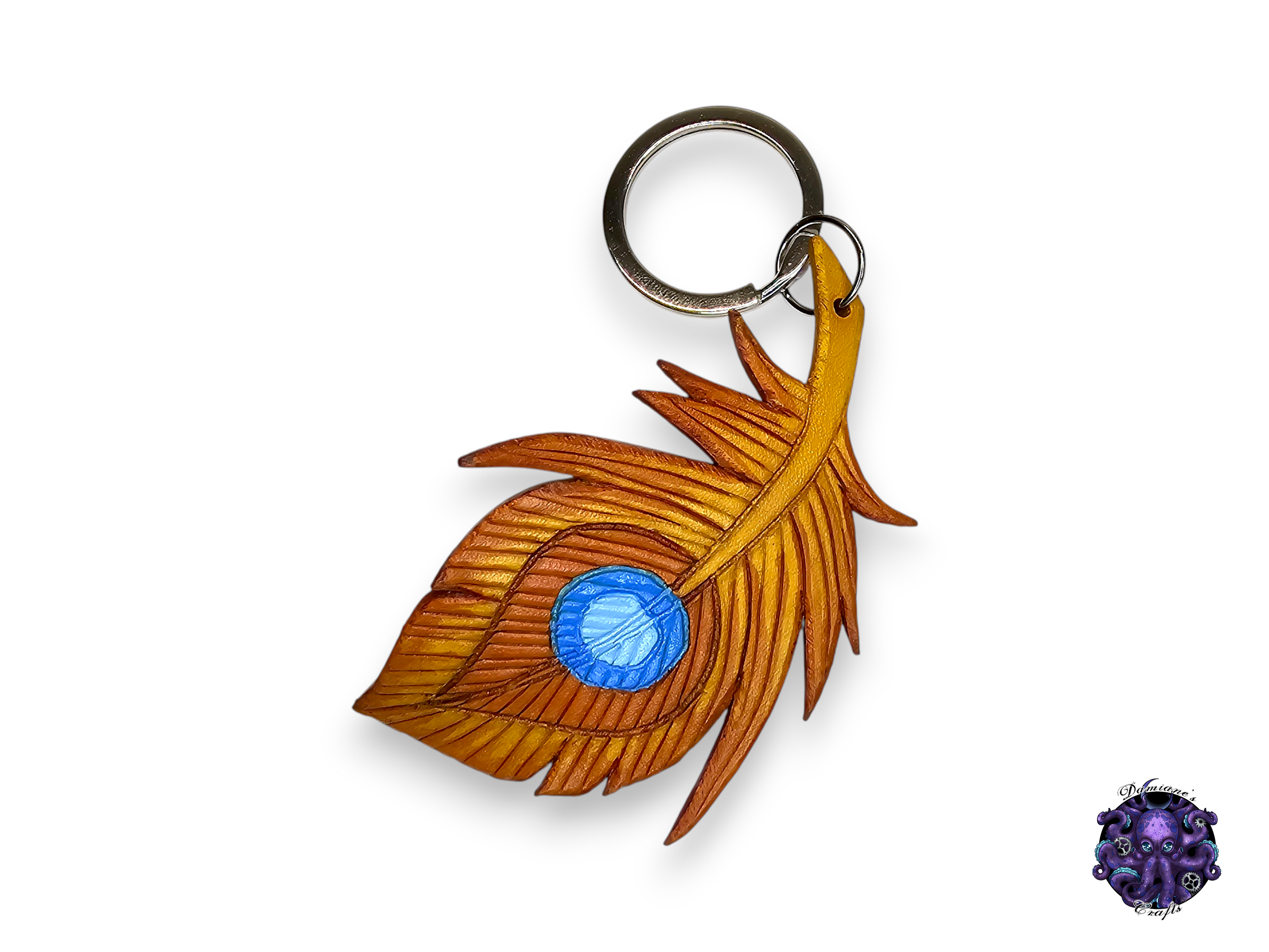 Real leather, Keychain, Rakan, Xayah, Video game, Feather, Peacock, Raven, Crow, Gamer, Witchy, Magic, Gothic, witch, halloween