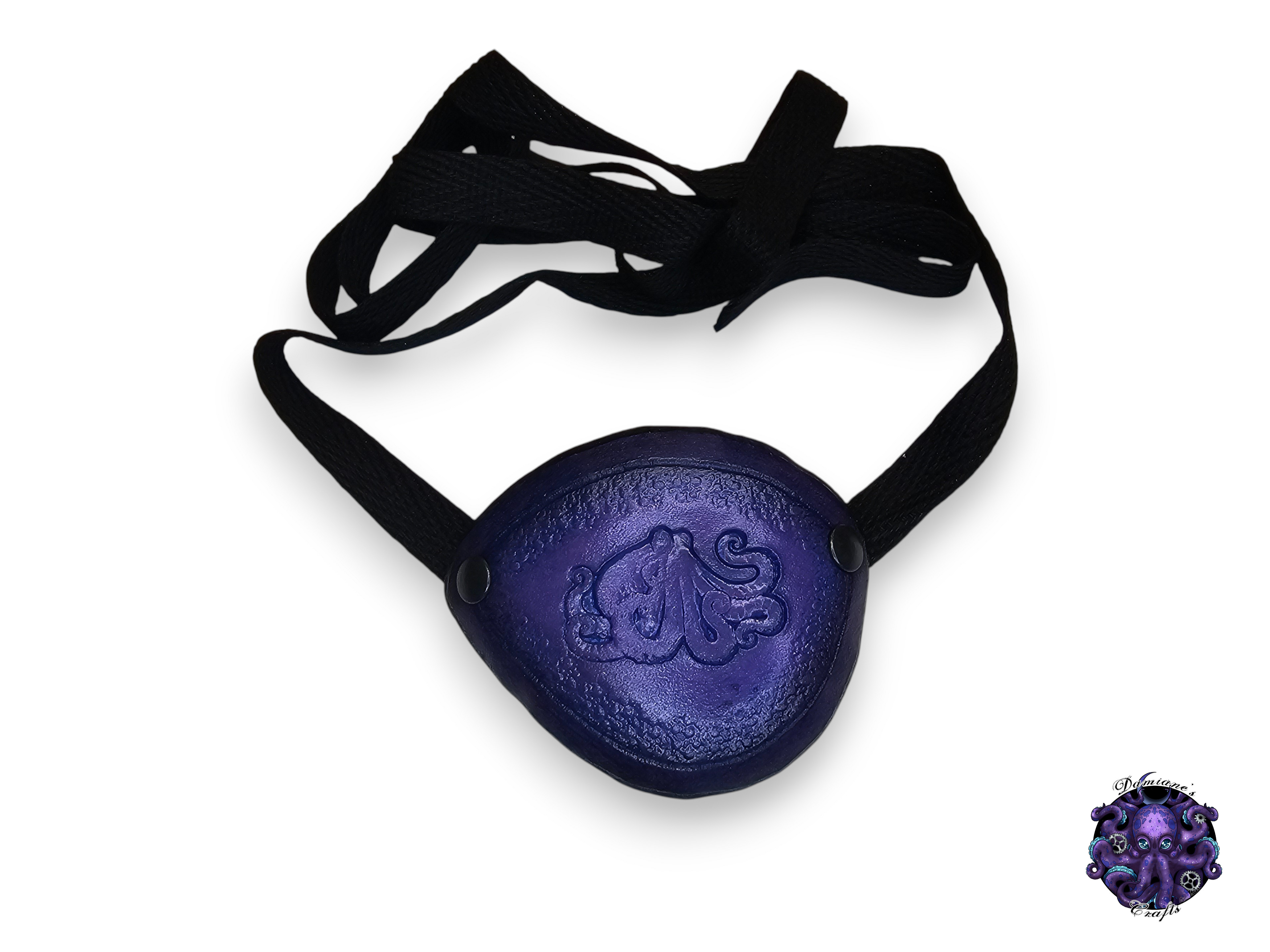 Real leather, Eyepatch, Octopus, bubble, pirate, costume, cosplay, LARP, halloween, purple