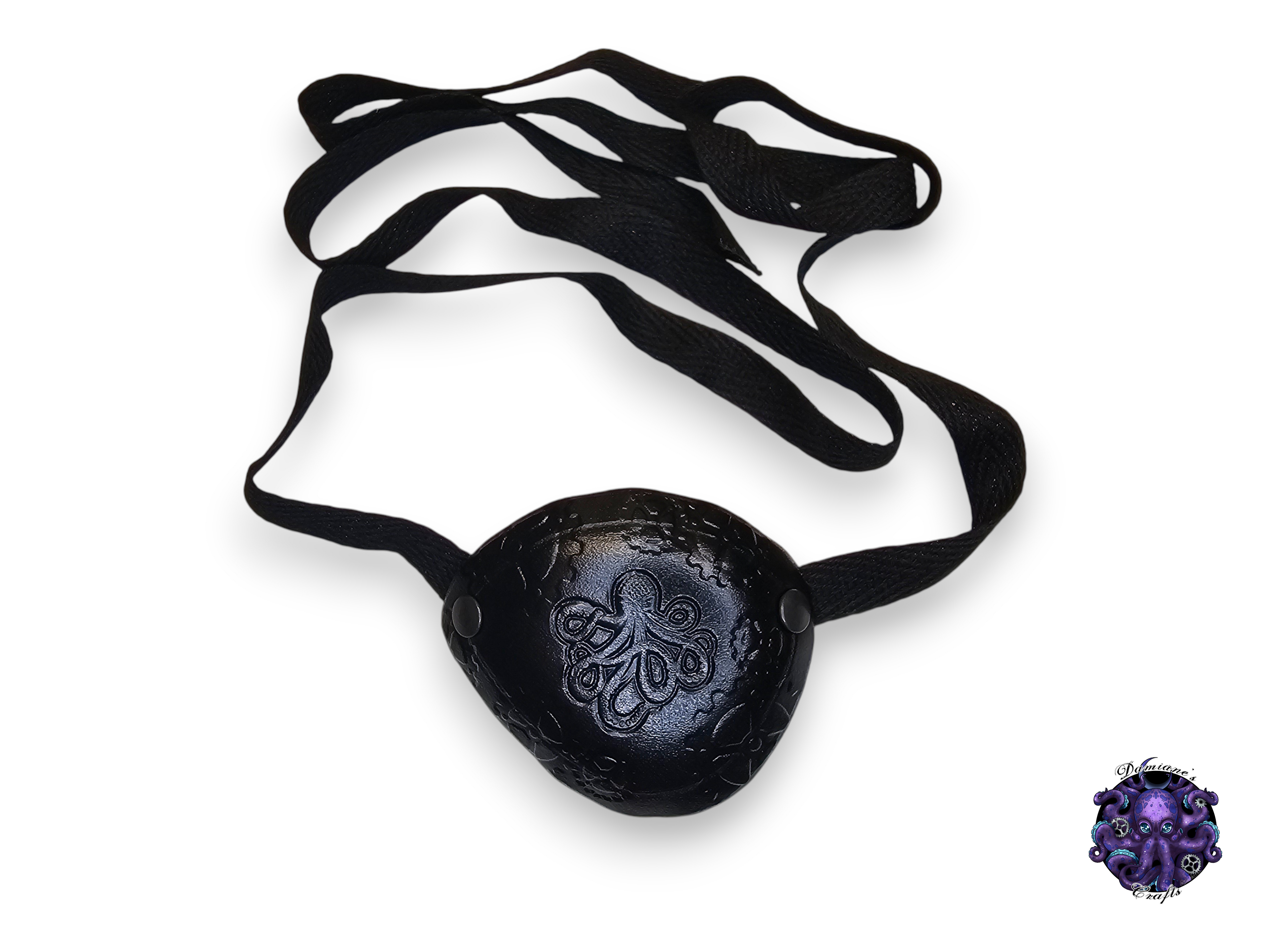 Real leather, Eyepatch, Octopus, gears, steampunk, pirate, costume, cosplay, LARP, halloween