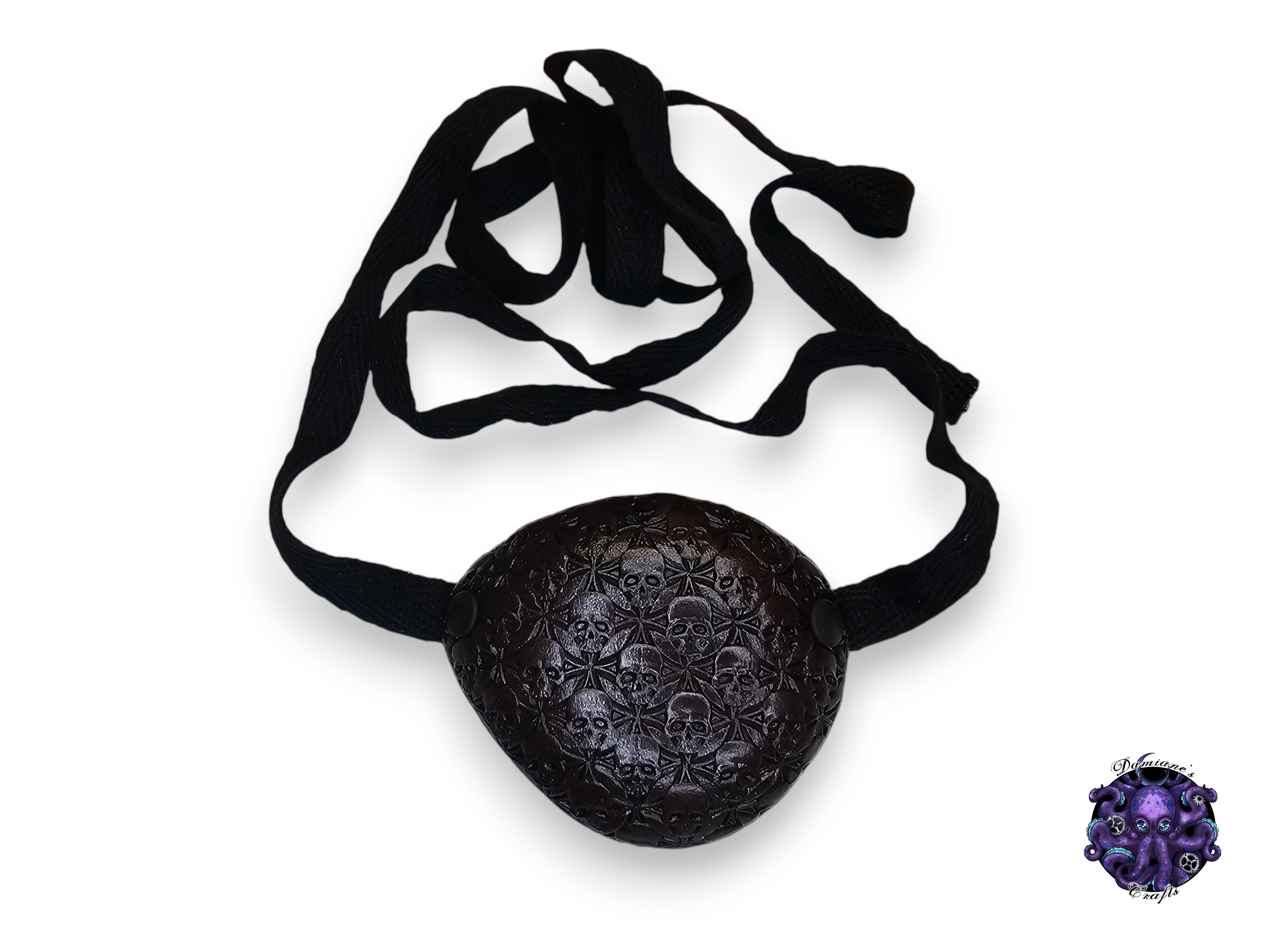 Real leather, Eyepatch, Skulls, pirate, costume, cosplay, LARP, halloween