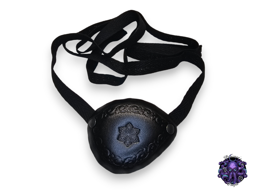 Real leather, Eyepatch, Victorian, floral, pirate, costume, cosplay, LARP, halloween, black