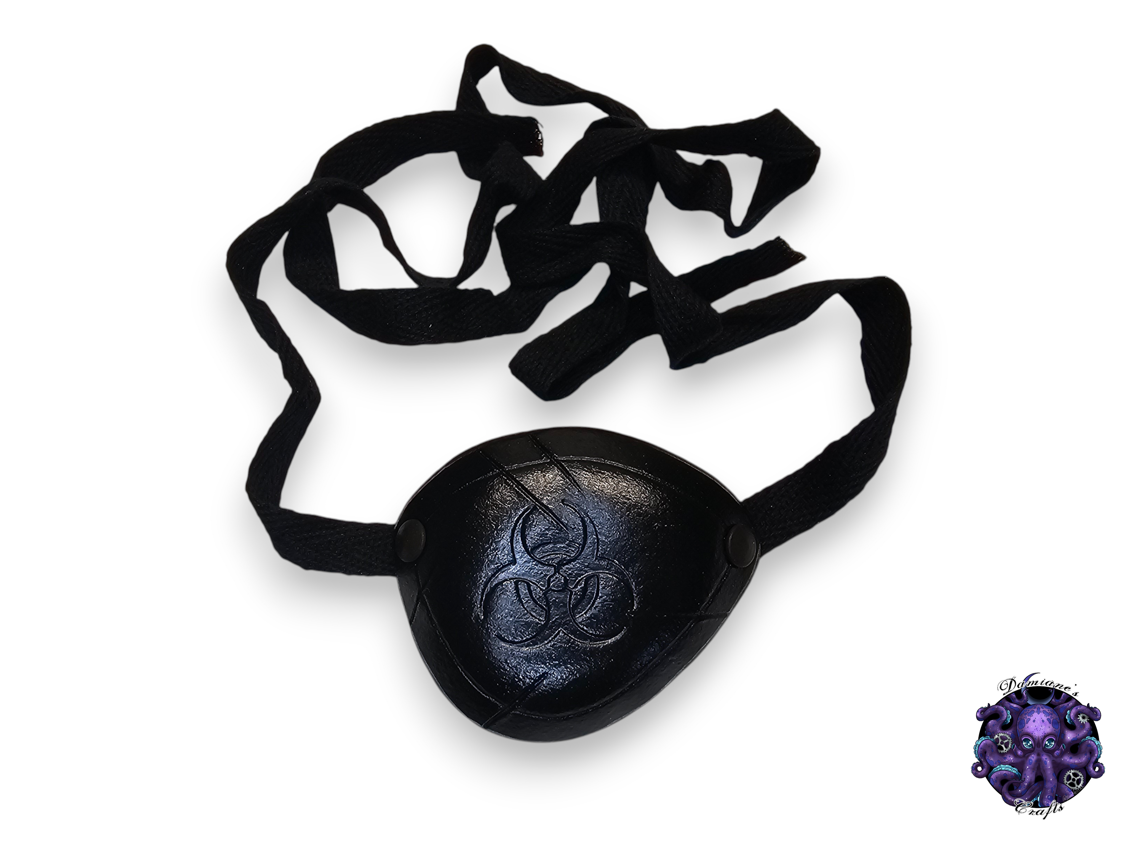 Real leather, Eyepatch, Biohazard, steampunk, punk, post-apocalyptic, pirate, costume, cosplay, LARP, halloween, black