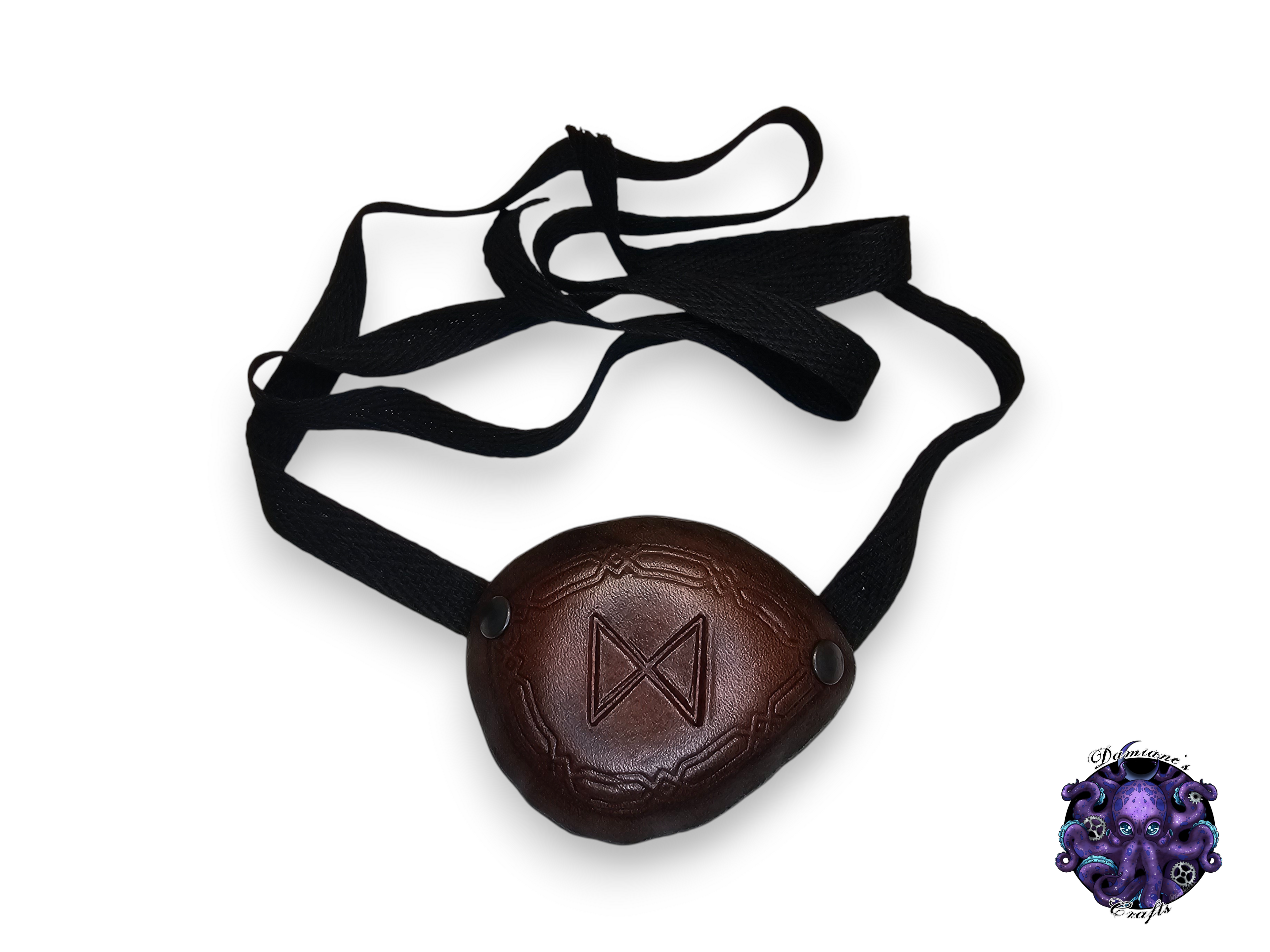 Real leather, Eyepatch, Rune, Viking, Norse, Letters, pirate, costume, cosplay, LARP, halloween