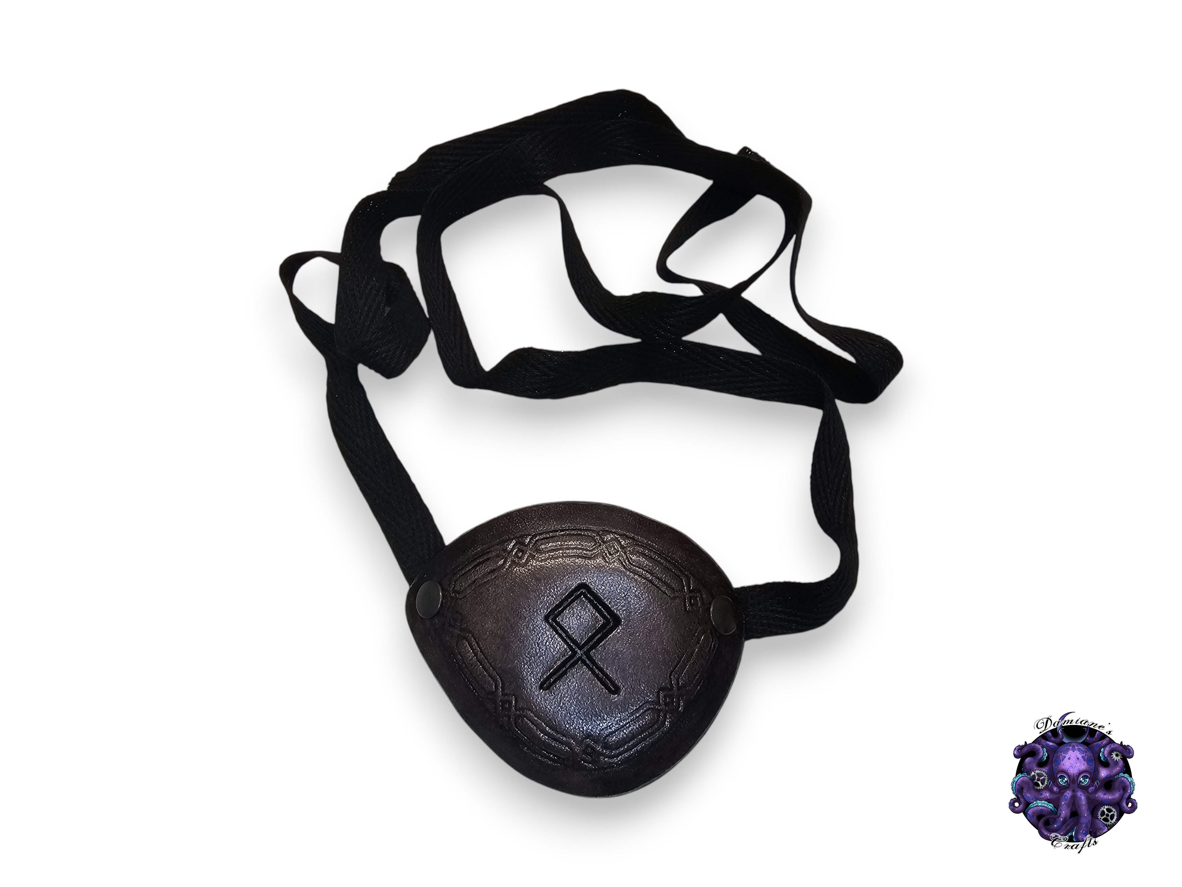 Real leather, Eyepatch, Rune, Viking, Norse, Letters, pirate, costume, cosplay, LARP, halloween