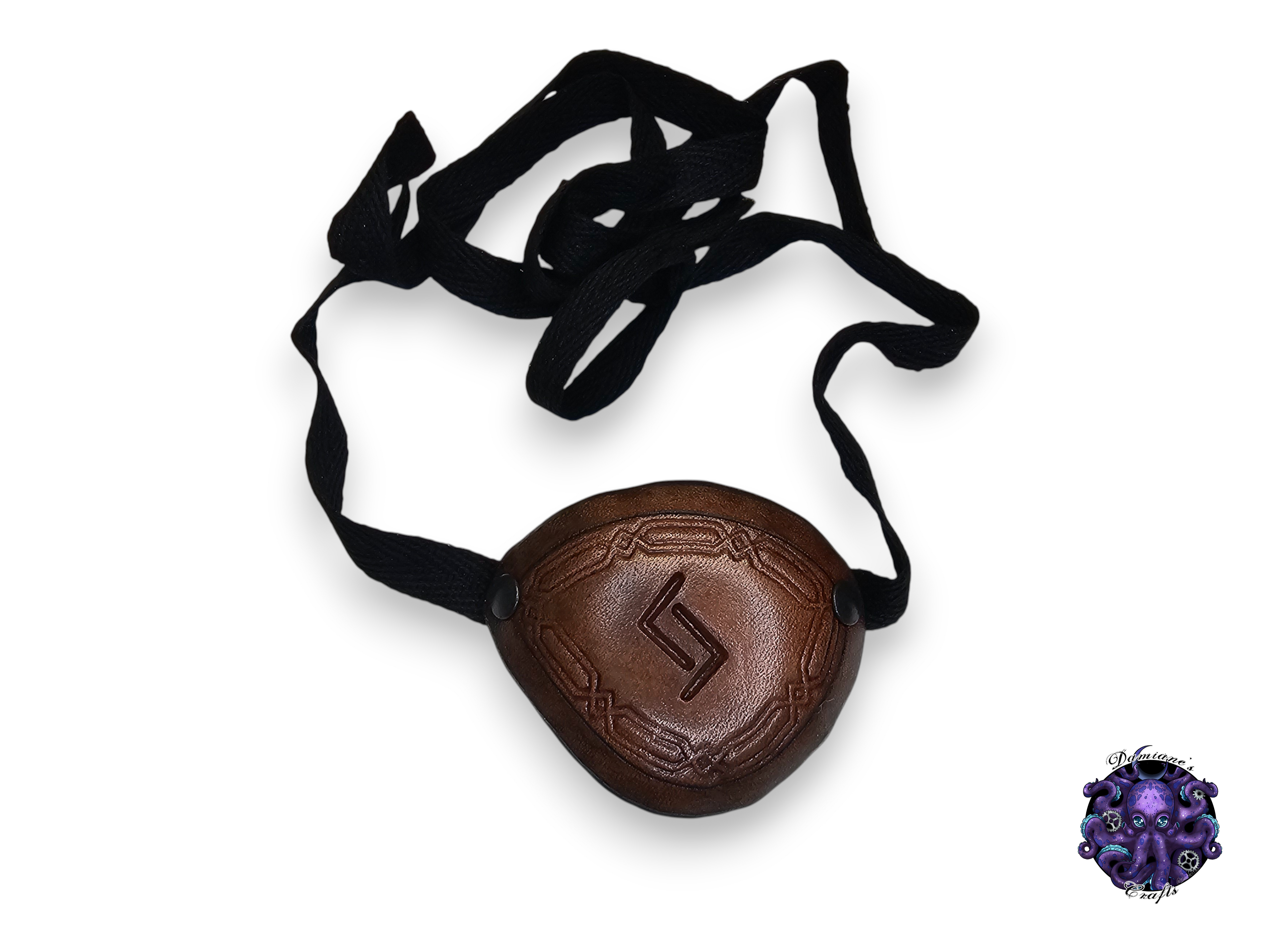 Real leather, Eyepatch, Rune, Viking, Norse, Letters, pirate, costume, cosplay, LARP, halloween