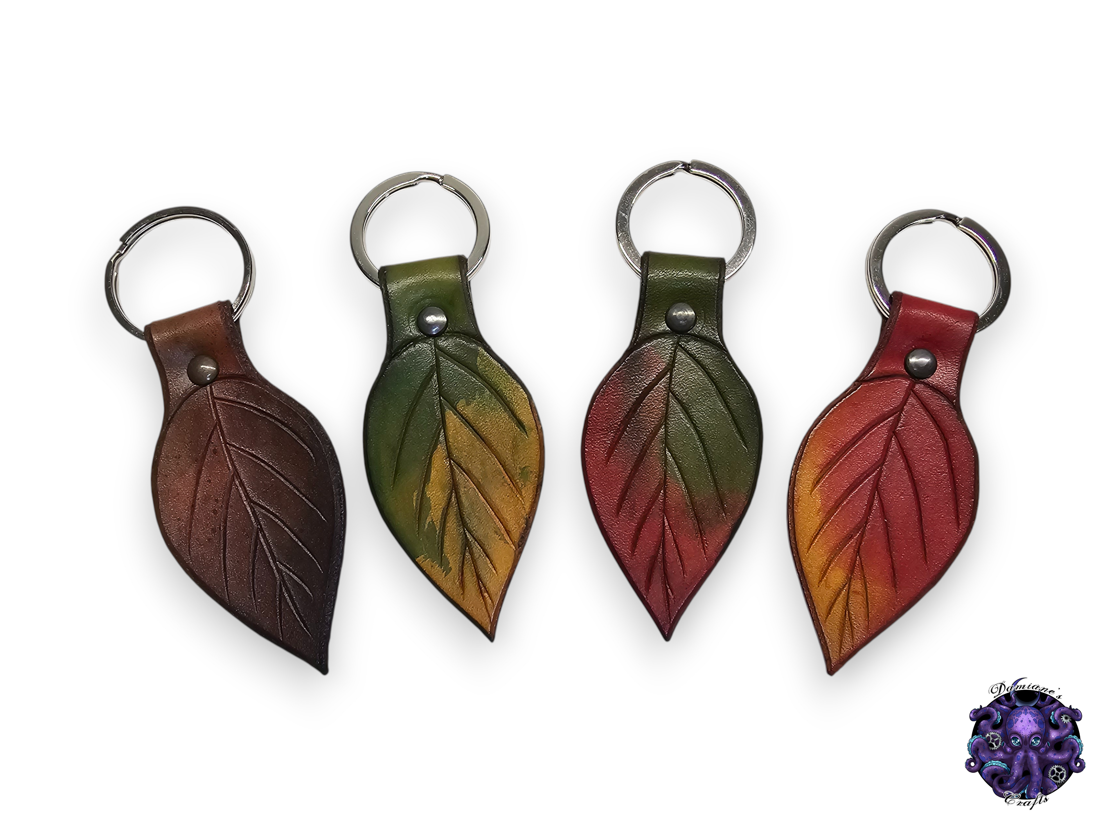 Real leather, Keychain, Leaf, Elf, Elvish, nature, fall, autumn, cottagecore, fairycore