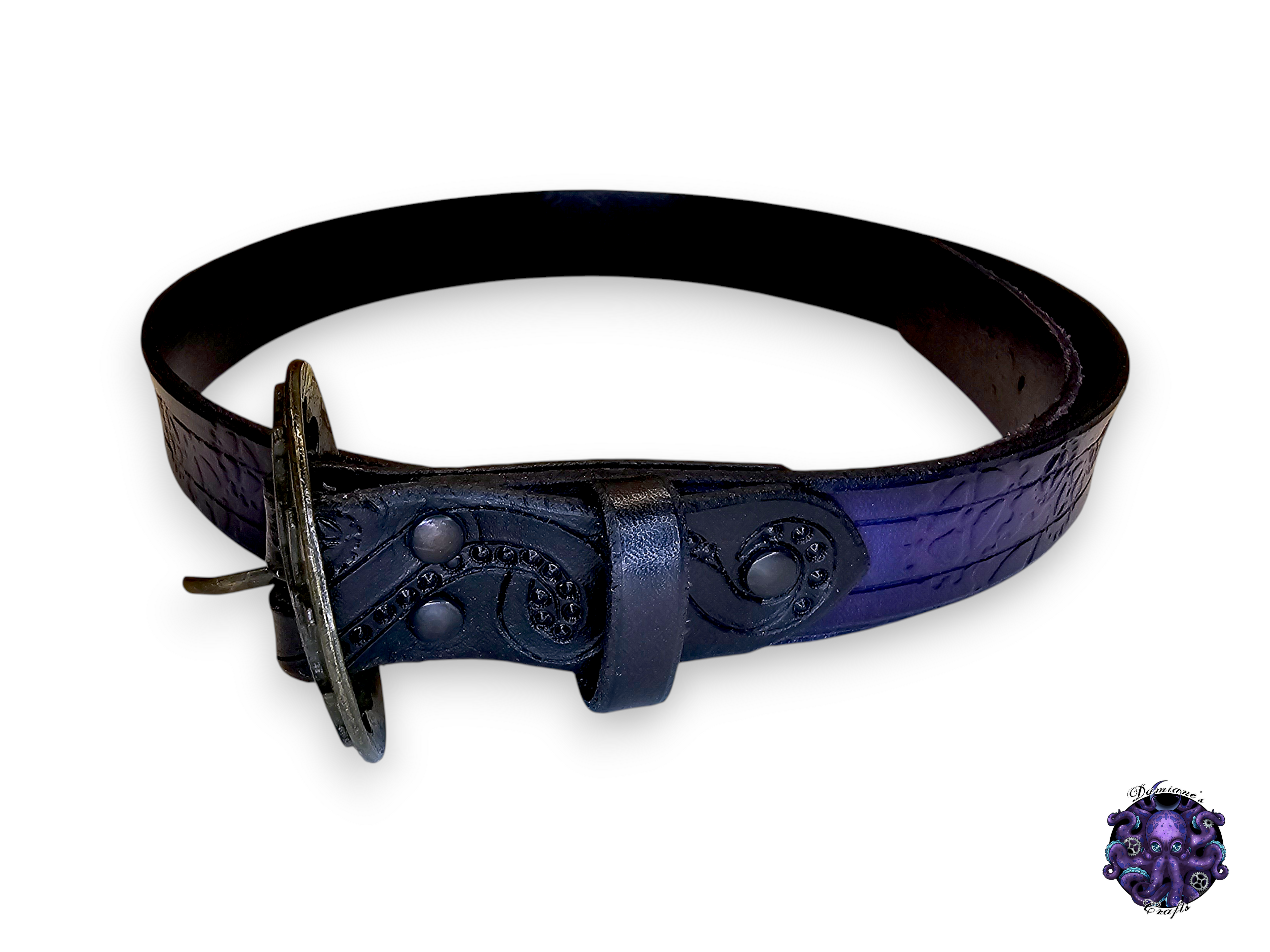 Real leather, Belt, gears, octopus, tentacle, steampunk, pirate, costume, cosplay, LARP, halloween, purple