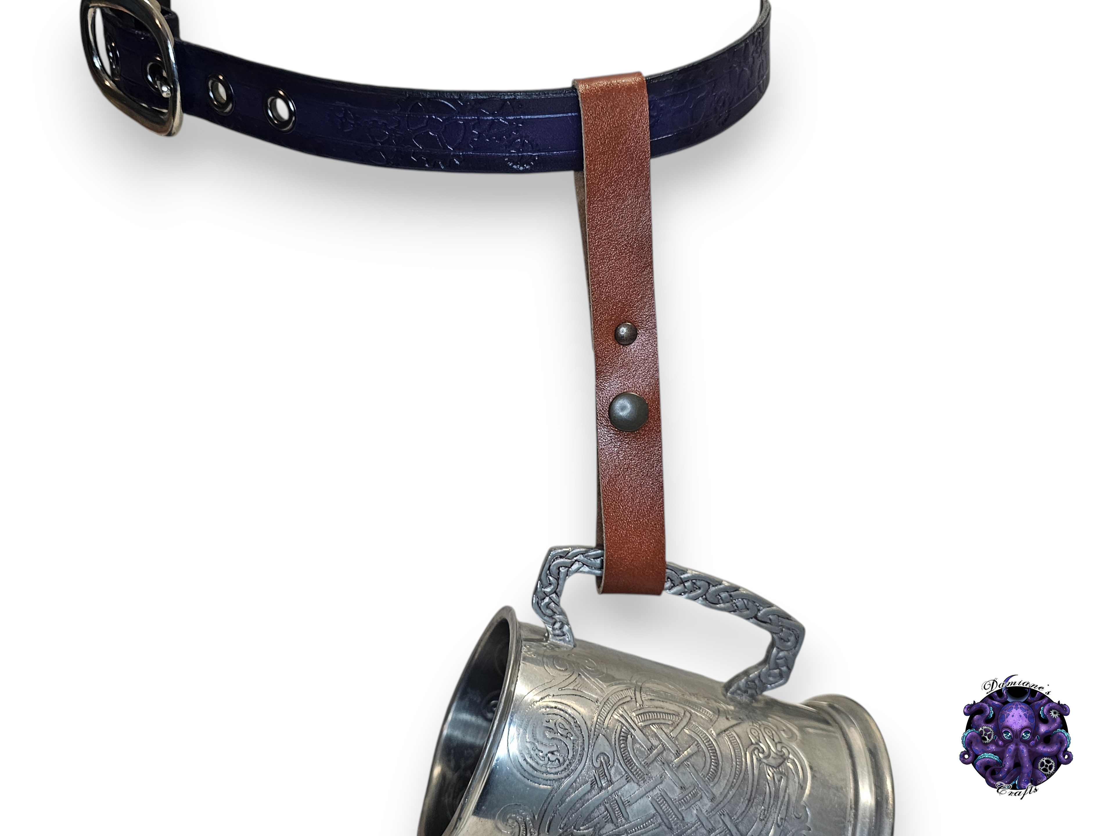 Real leather, mug holder, strap,&nbsp; costume, cosplay, LARP, halloween, brown